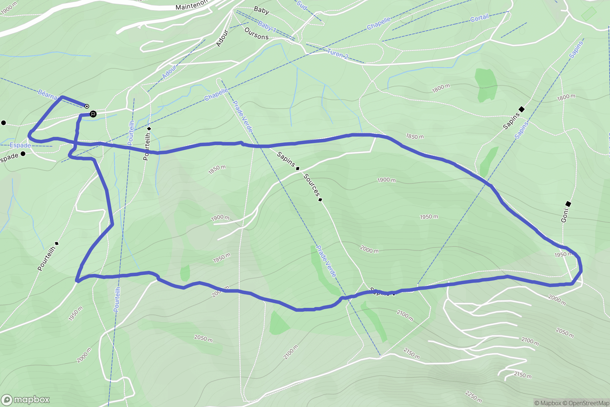 Bagnères-de-Bigorre : carte du parcours de randonnée - France