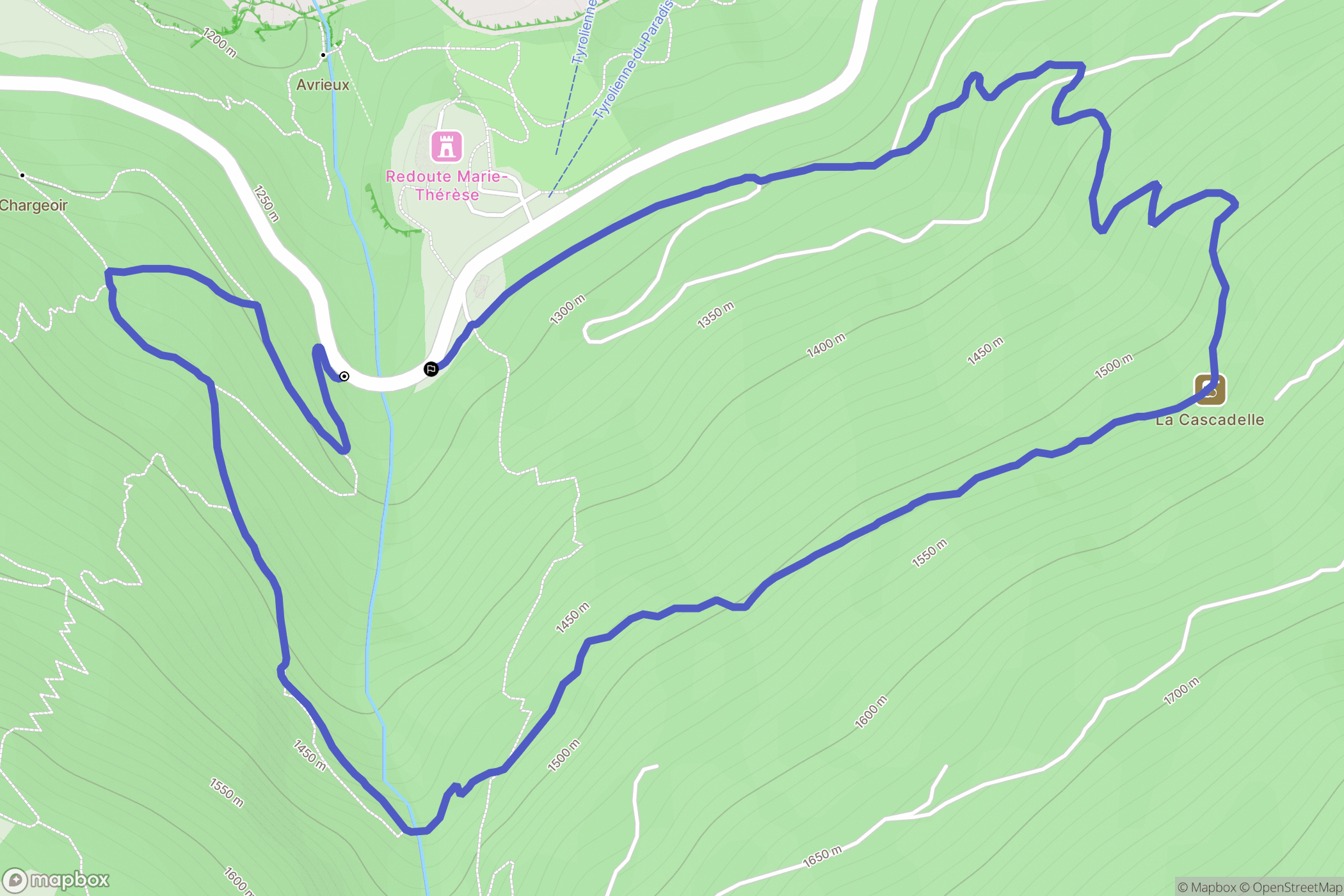 Avrieux : carte du parcours de randonnée - France