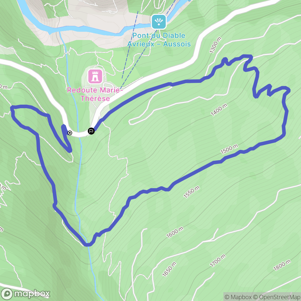 Avrieux : carte du parcours de randonnée - France