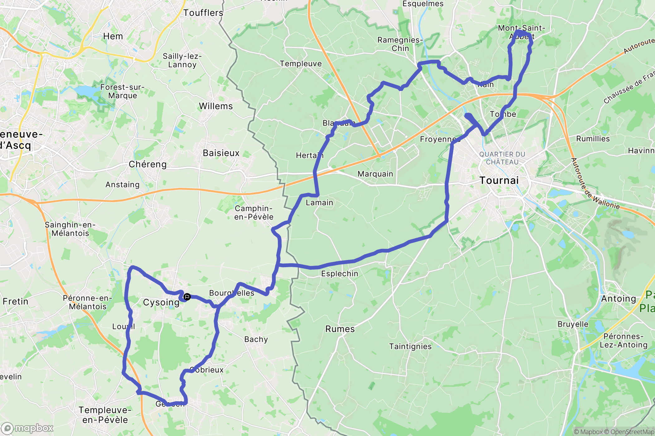 Cysoing : carte du parcours de randonnée - France
