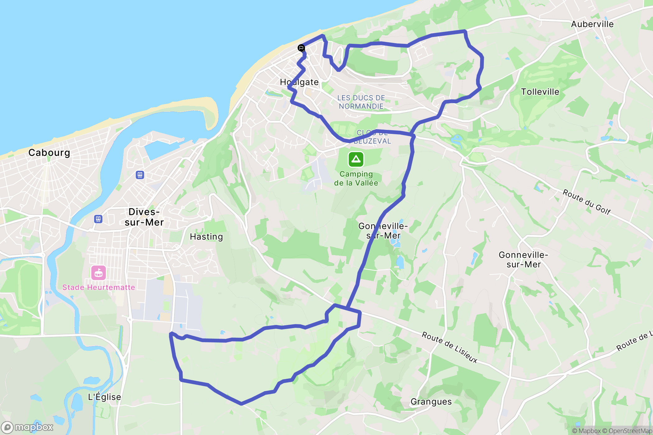 Houlgate : carte du parcours de randonnée - France