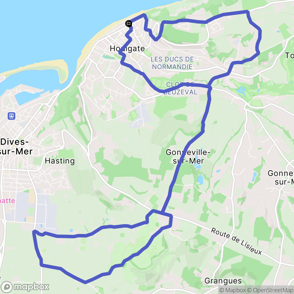 Houlgate : carte du parcours de randonnée - France
