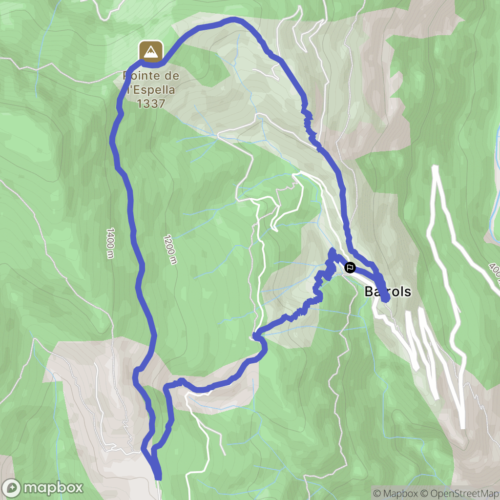 Bairols : carte du parcours de randonnée - France
