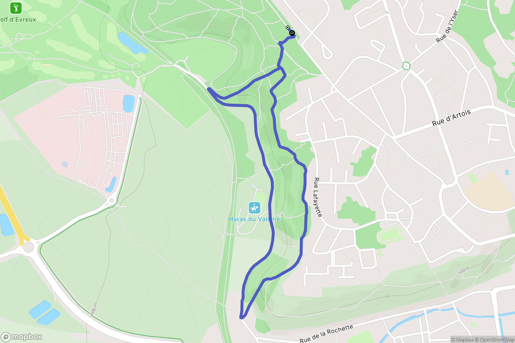 Évreux : carte du parcours de randonnée - France