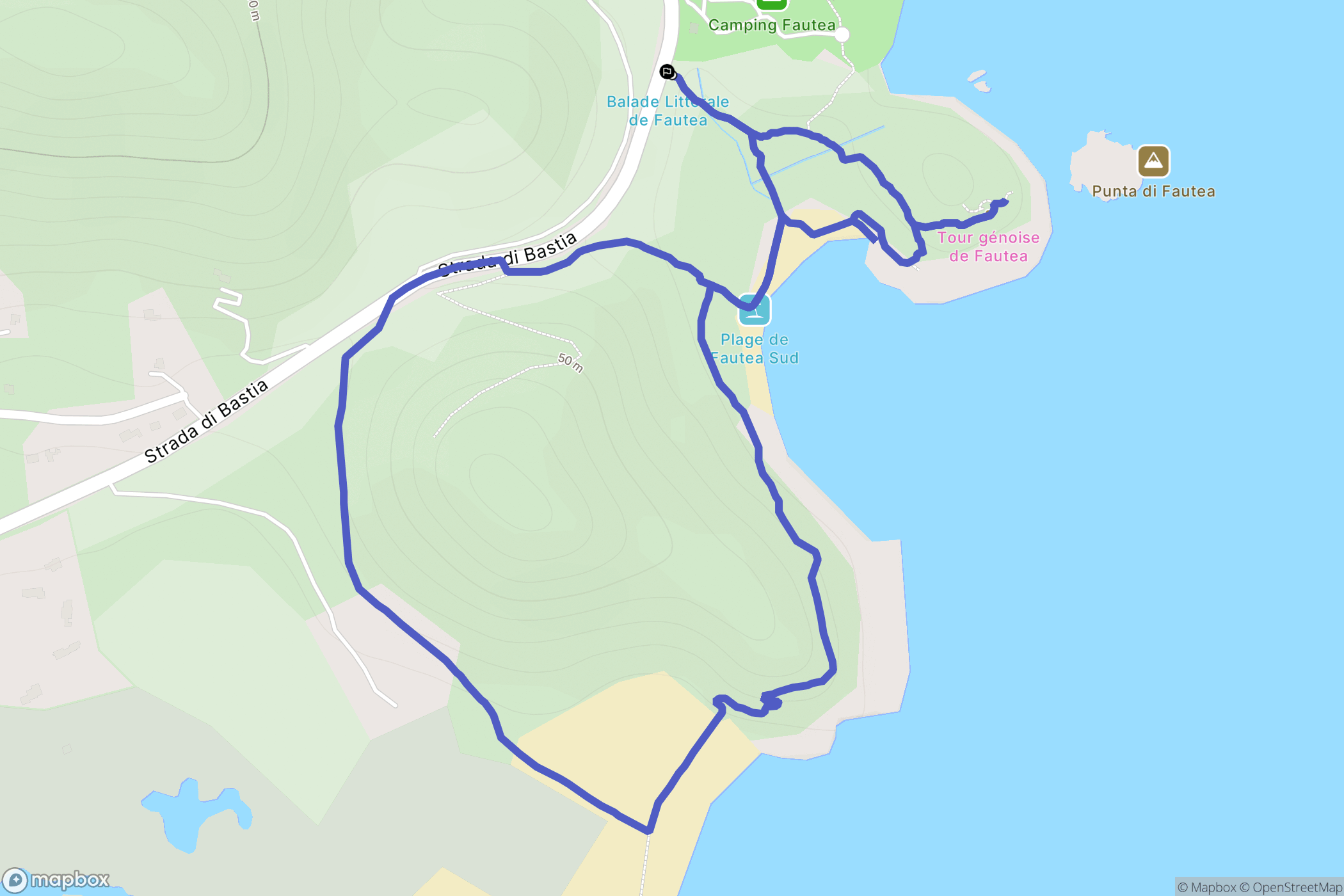 Zonza : carte du parcours de randonnée - France