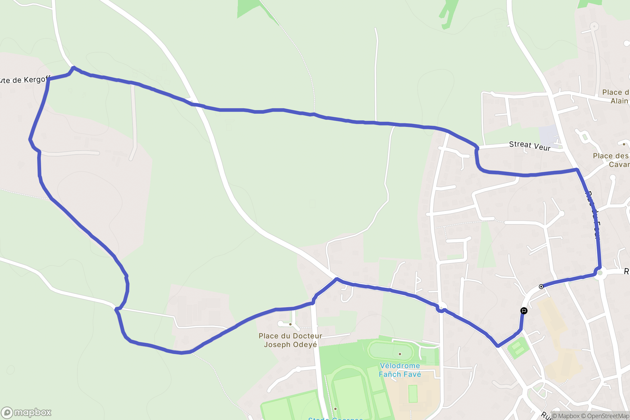 Lesneven : carte du parcours de randonnée - France