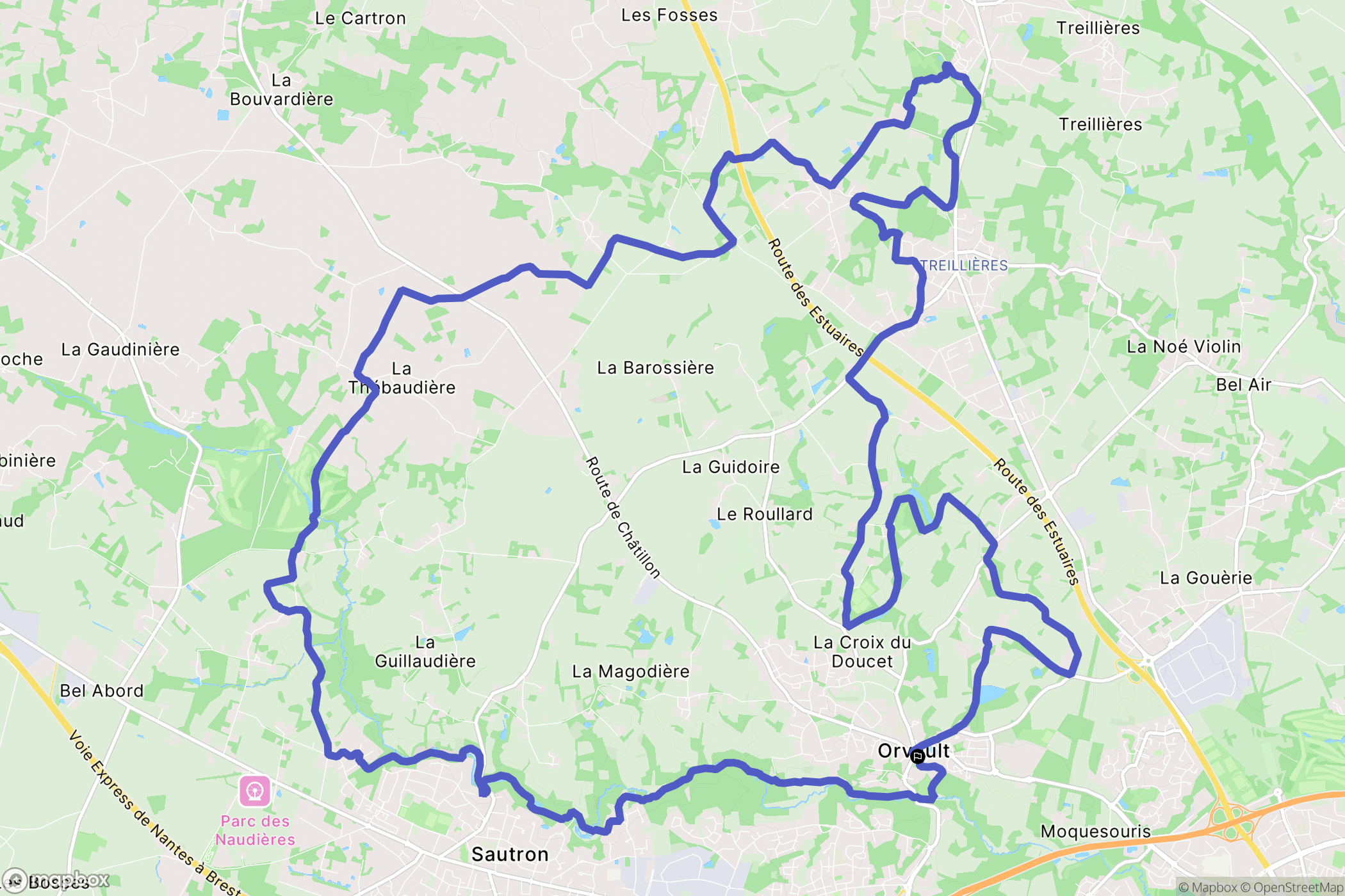 Orvault : carte du parcours de randonnée - France