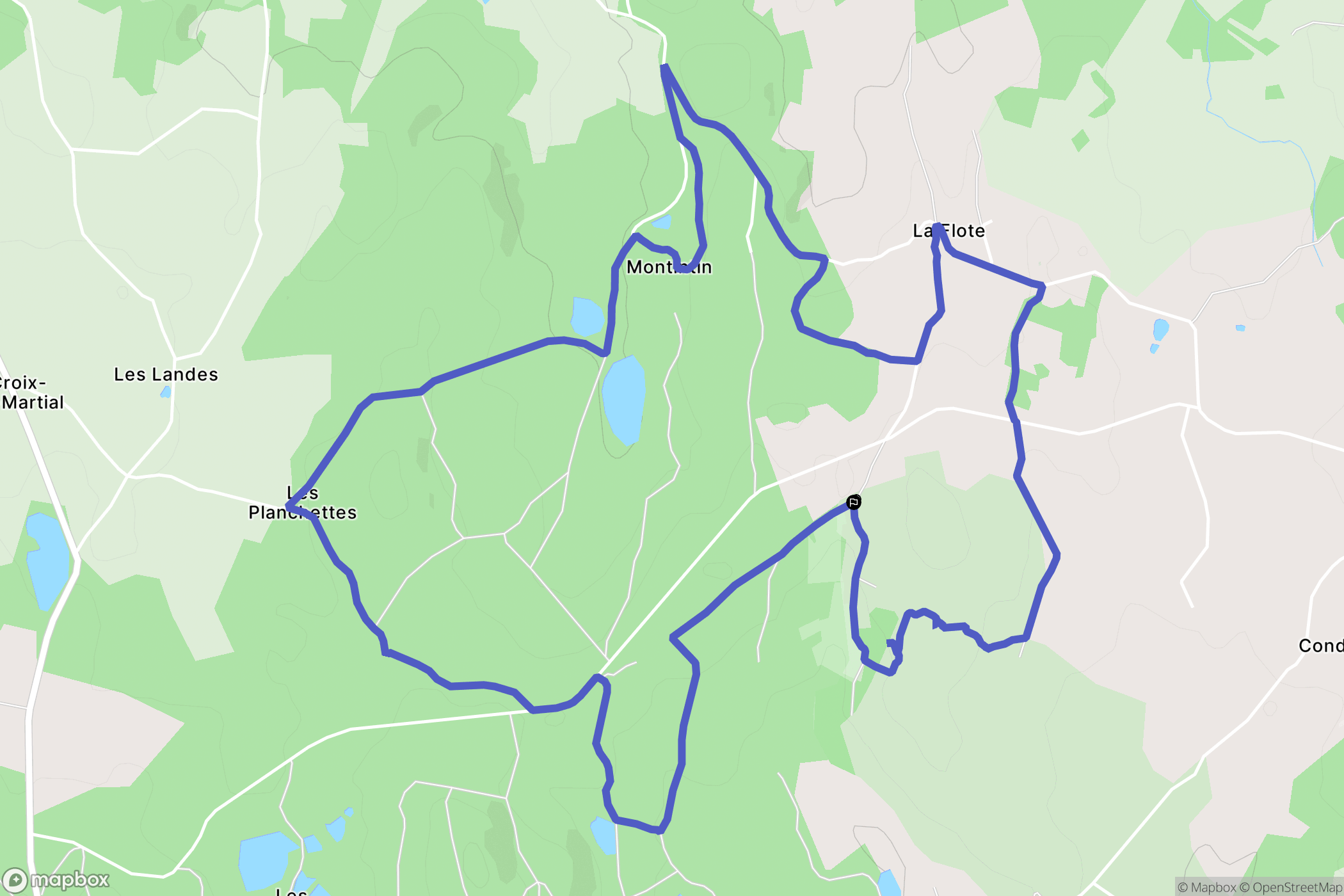 Château-Chervix : carte du parcours de randonnée - France