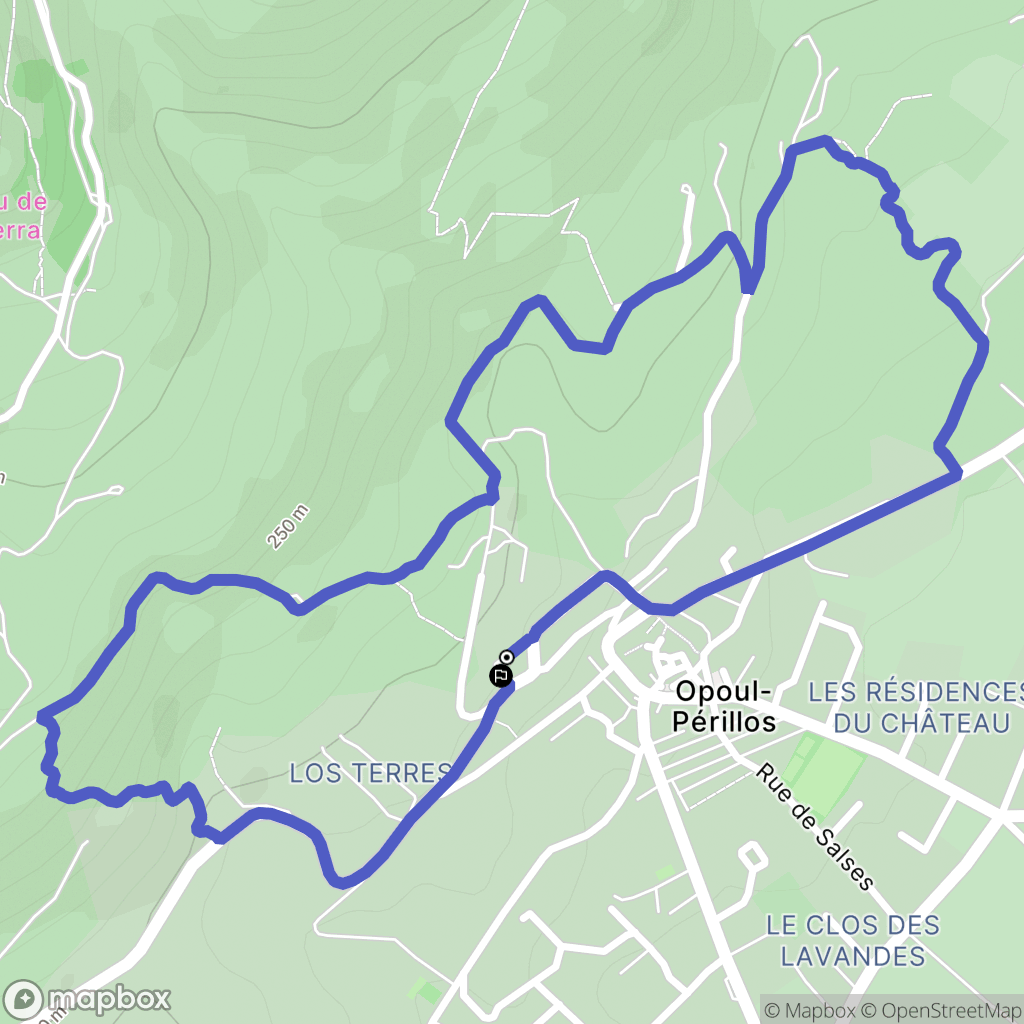 Opoul-Périllos : carte du parcours de randonnée - France