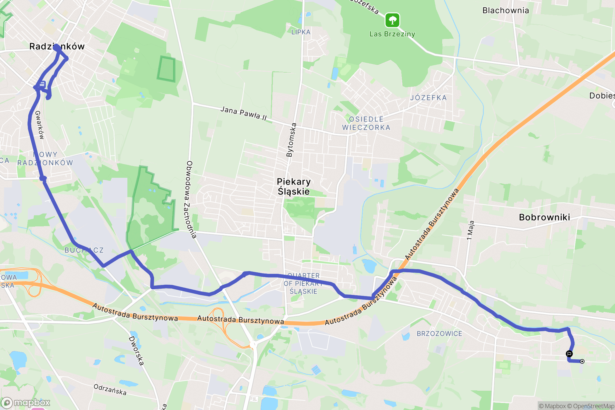 Piekary Śląskie: mapa trasy - Poland