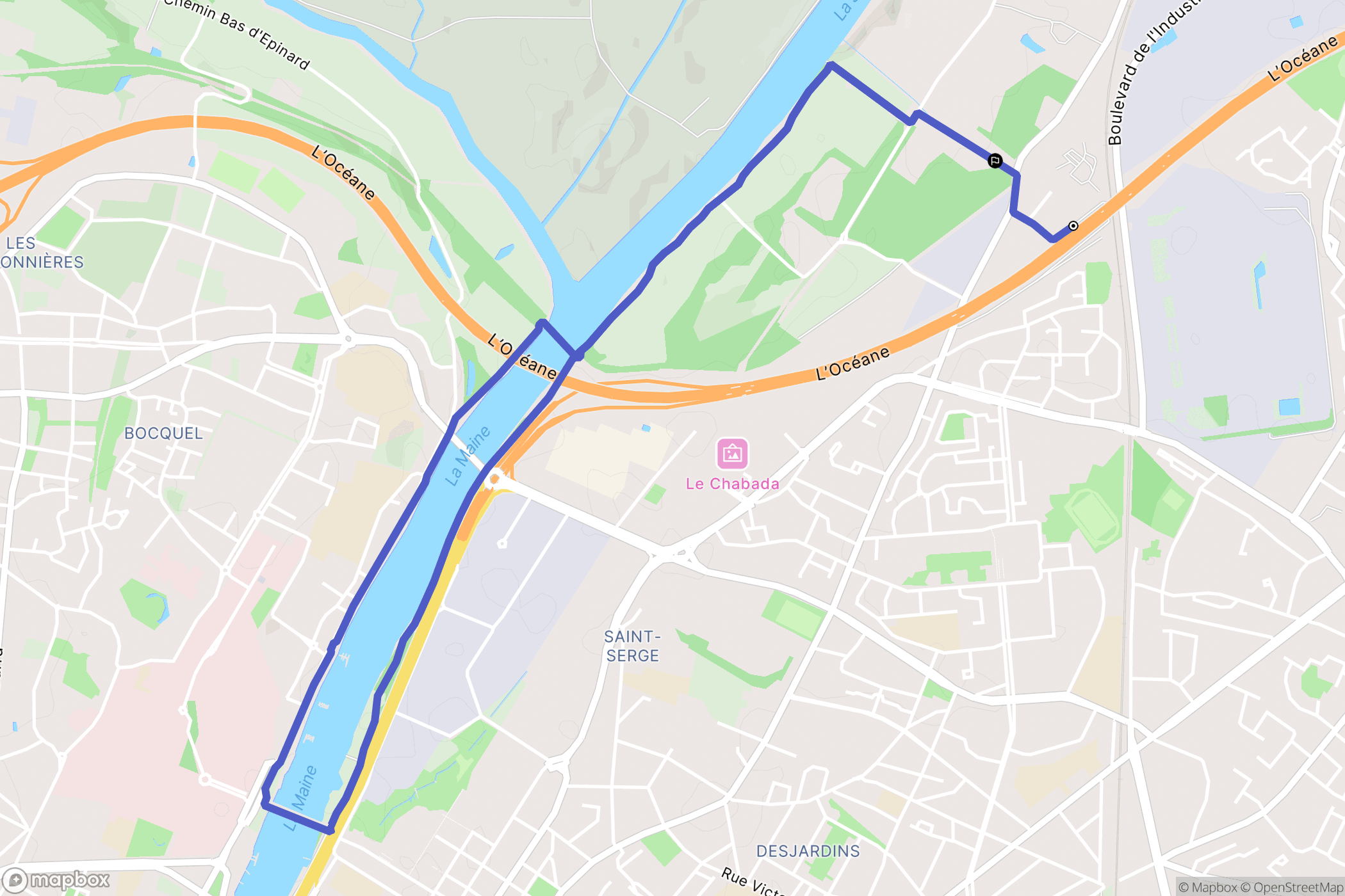 Écouflant : carte du parcours de randonnée - France