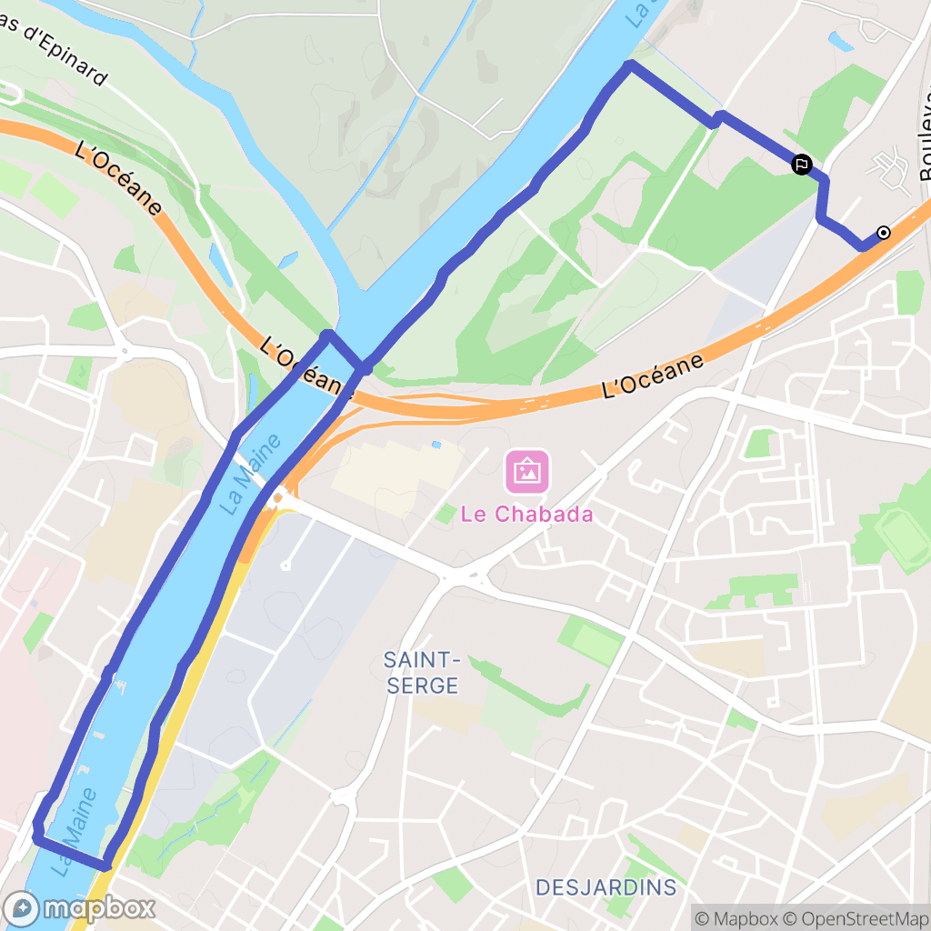 Écouflant : carte du parcours de randonnée - France