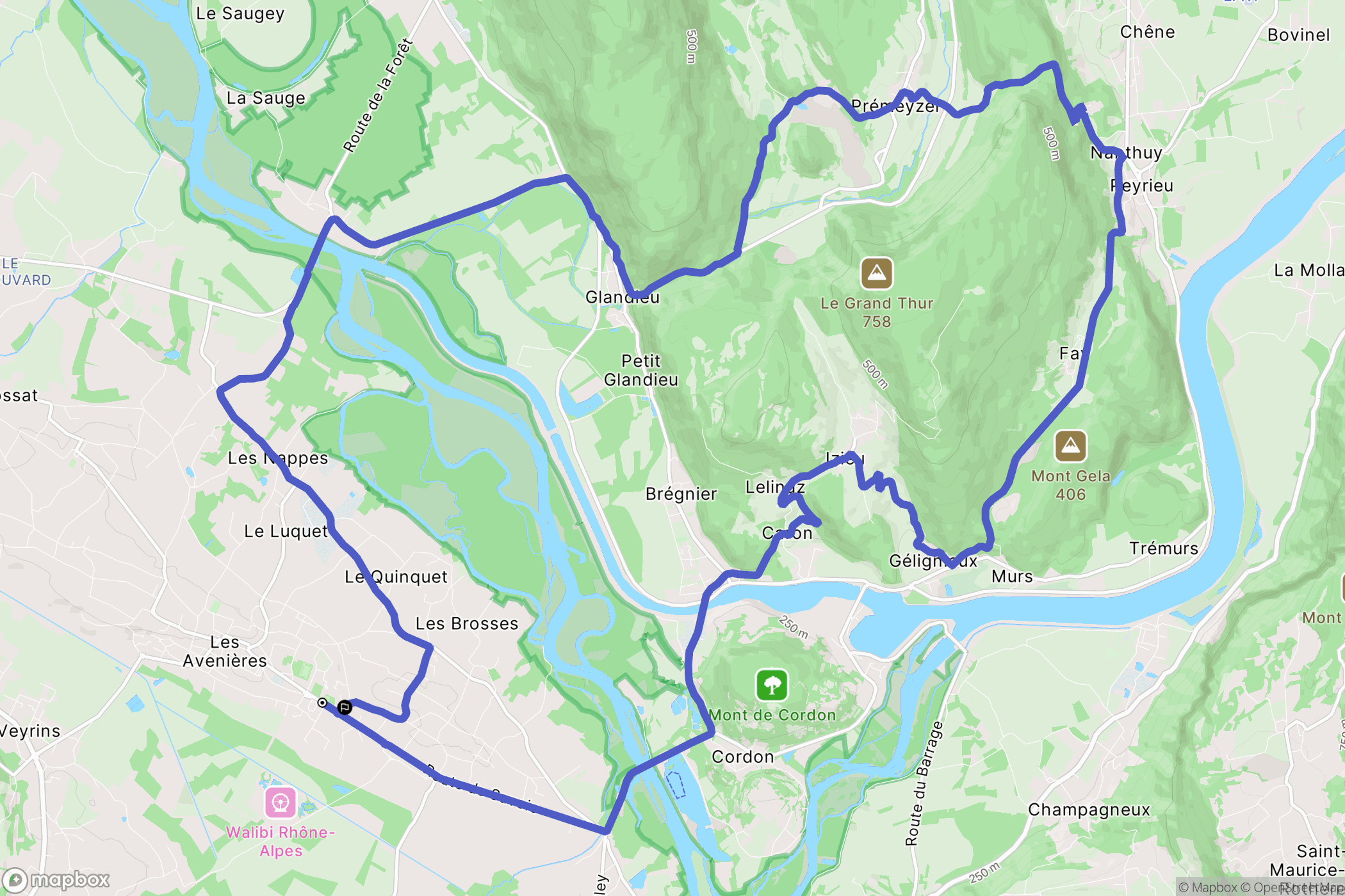 Les Avenières Veyrins-Thuellin : carte du parcours de randonnée - France