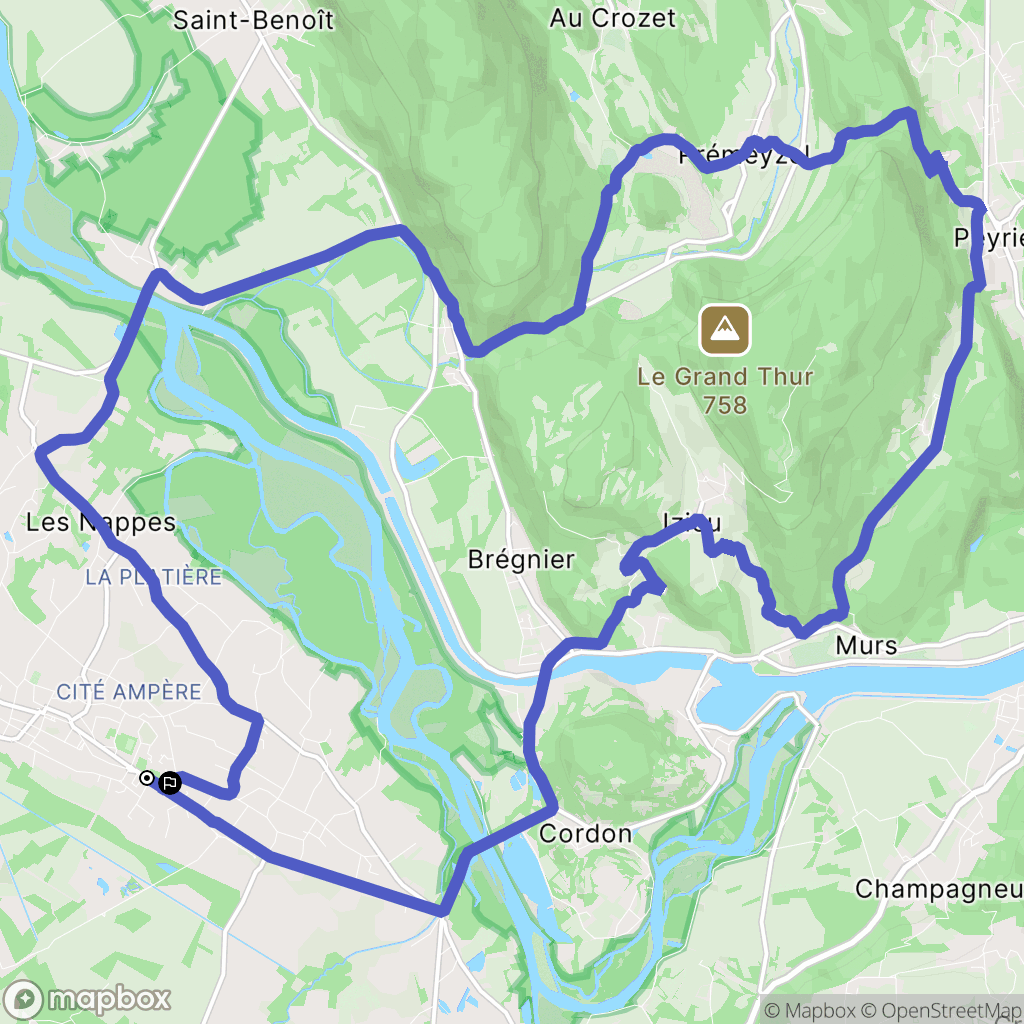 Les Avenières Veyrins-Thuellin : carte du parcours de randonnée - France