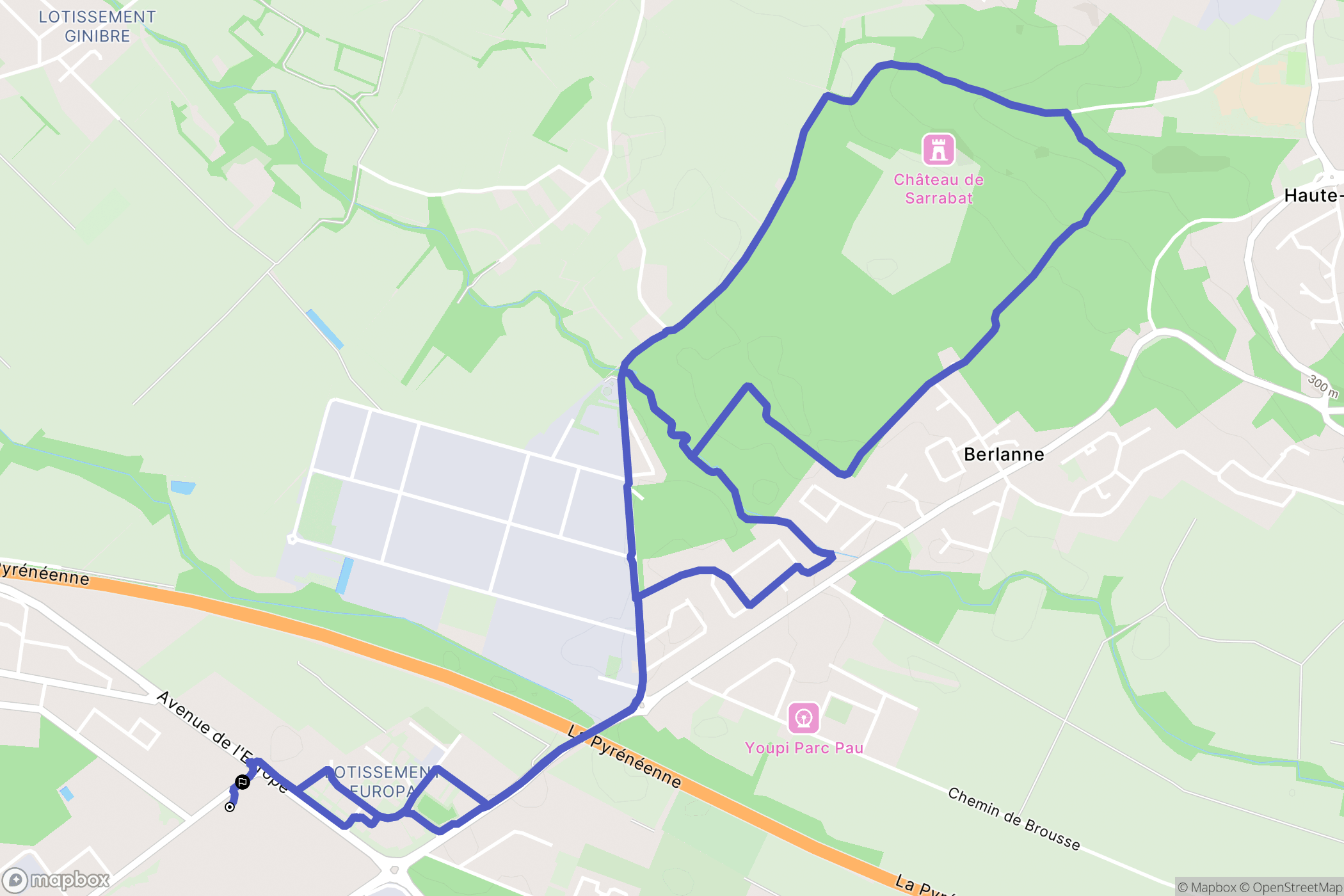 Pau : carte du parcours de randonnée - France