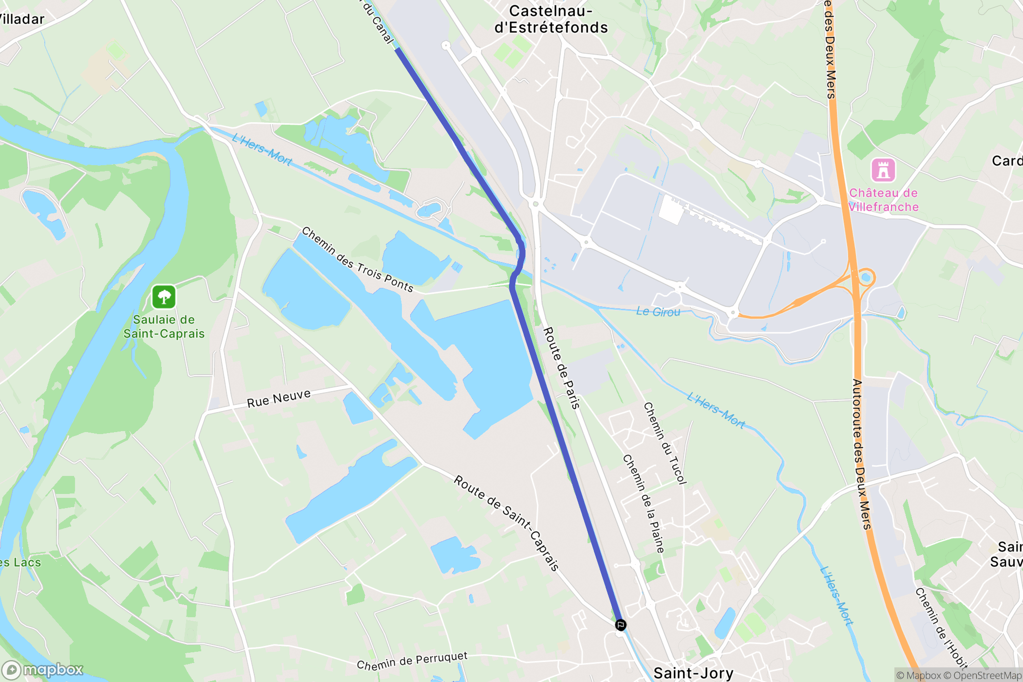 Saint-Jory : carte du parcours de randonnée - France