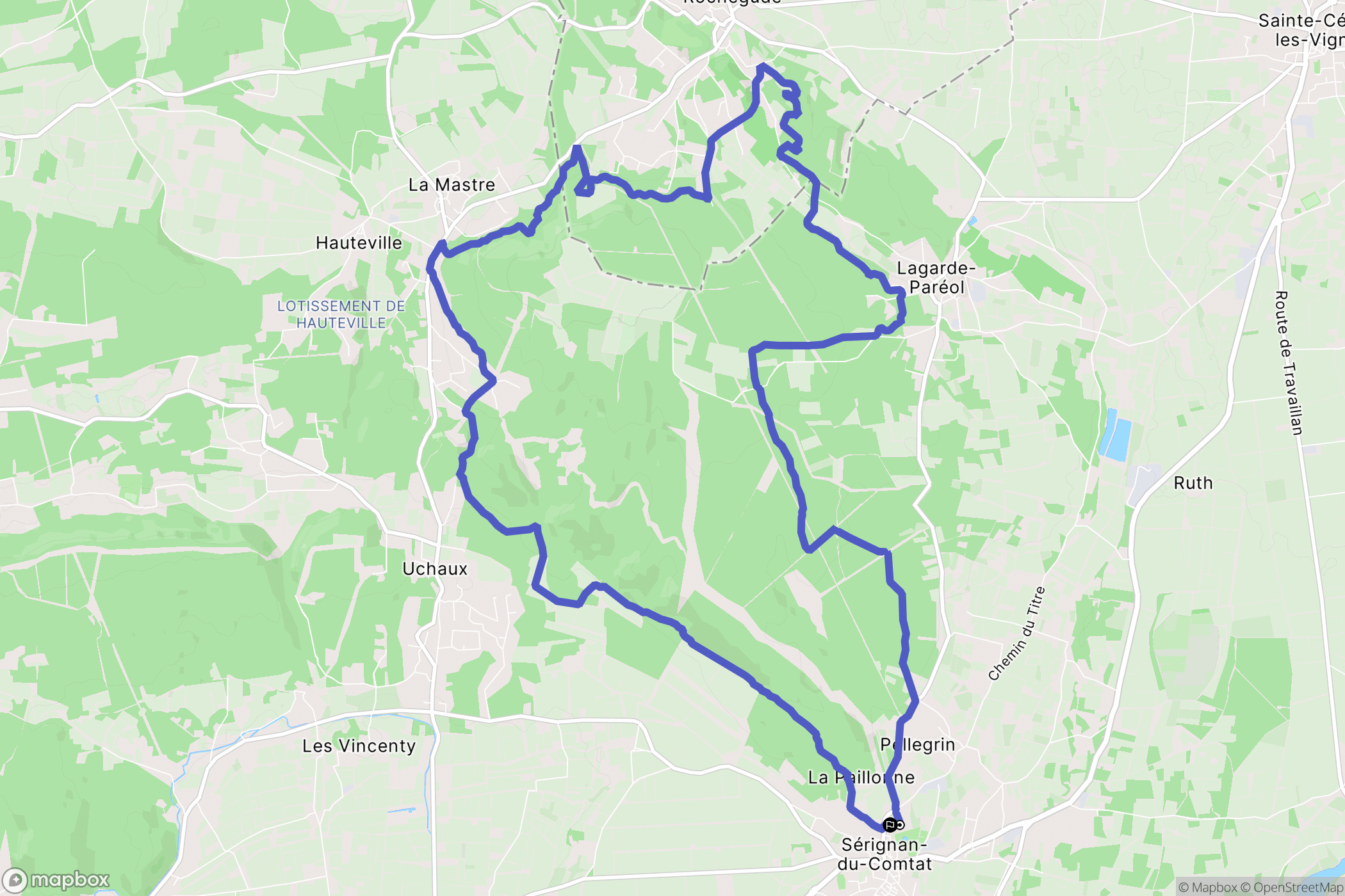 Sérignan-du-Comtat : carte du parcours de randonnée - France