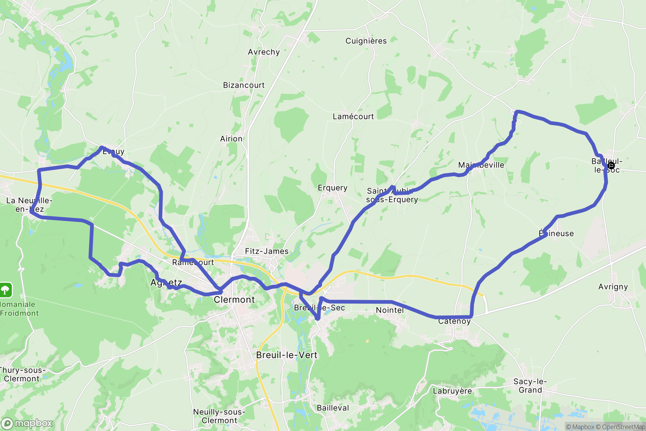 Bailleul-le-Soc : carte du parcours de randonnée - France