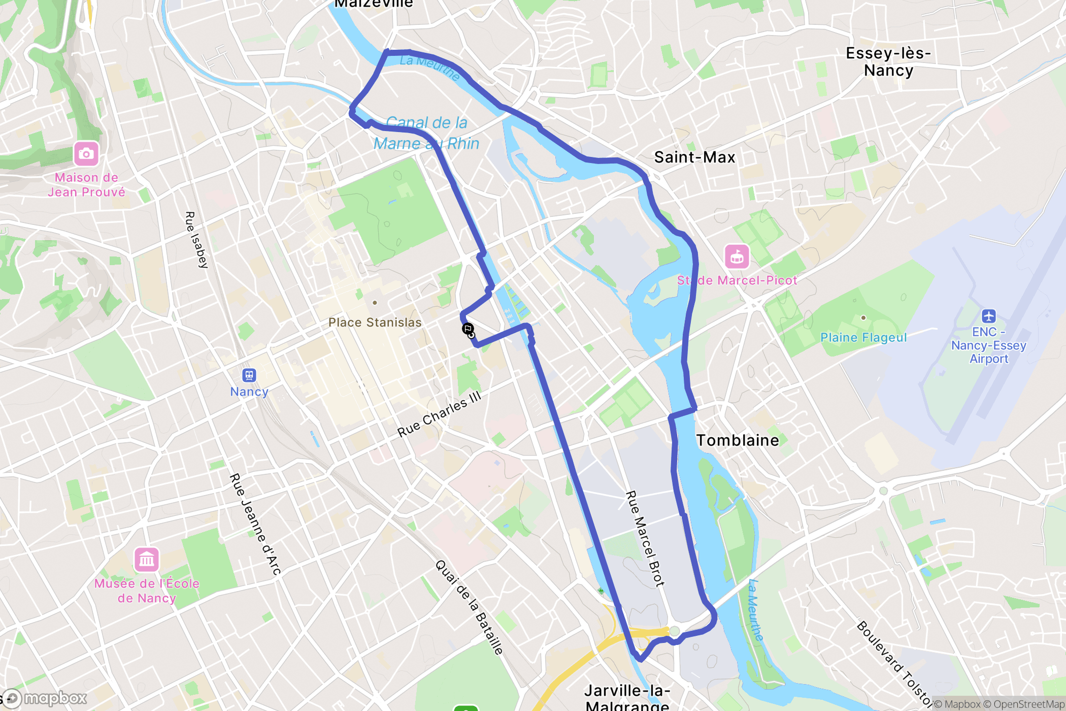 Nancy : carte du parcours de randonnée - France