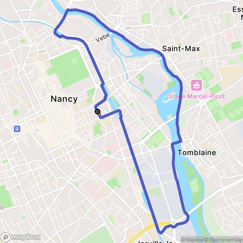 Nancy : carte du parcours de randonnée - France
