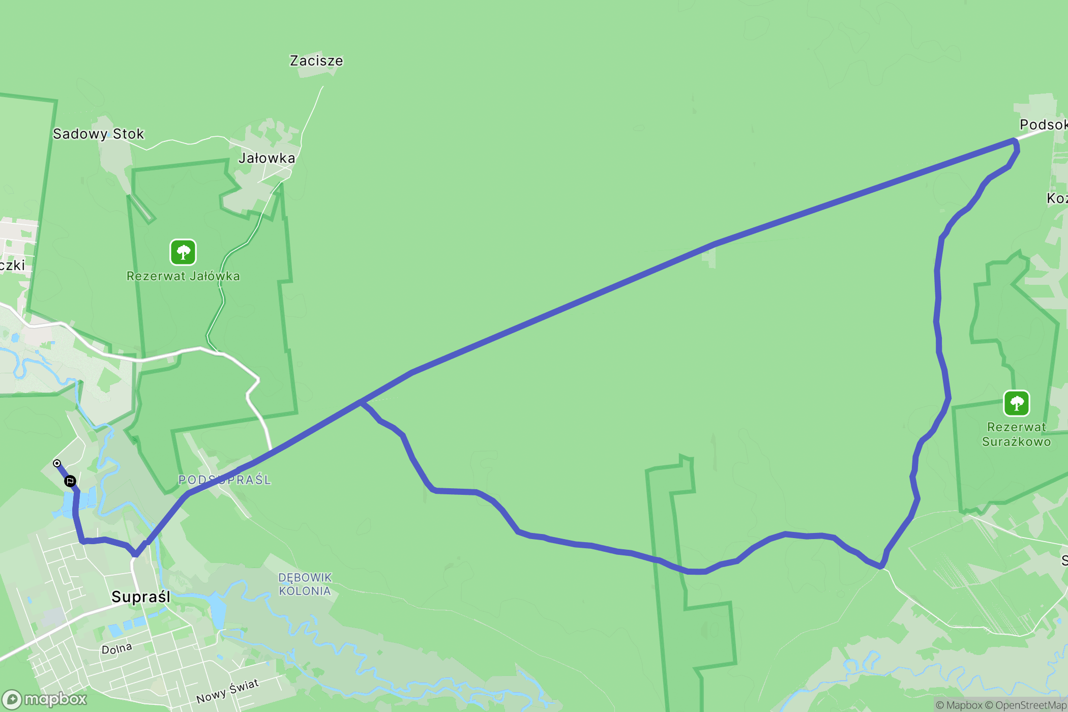 Supraśl: mapa trasy - Poland