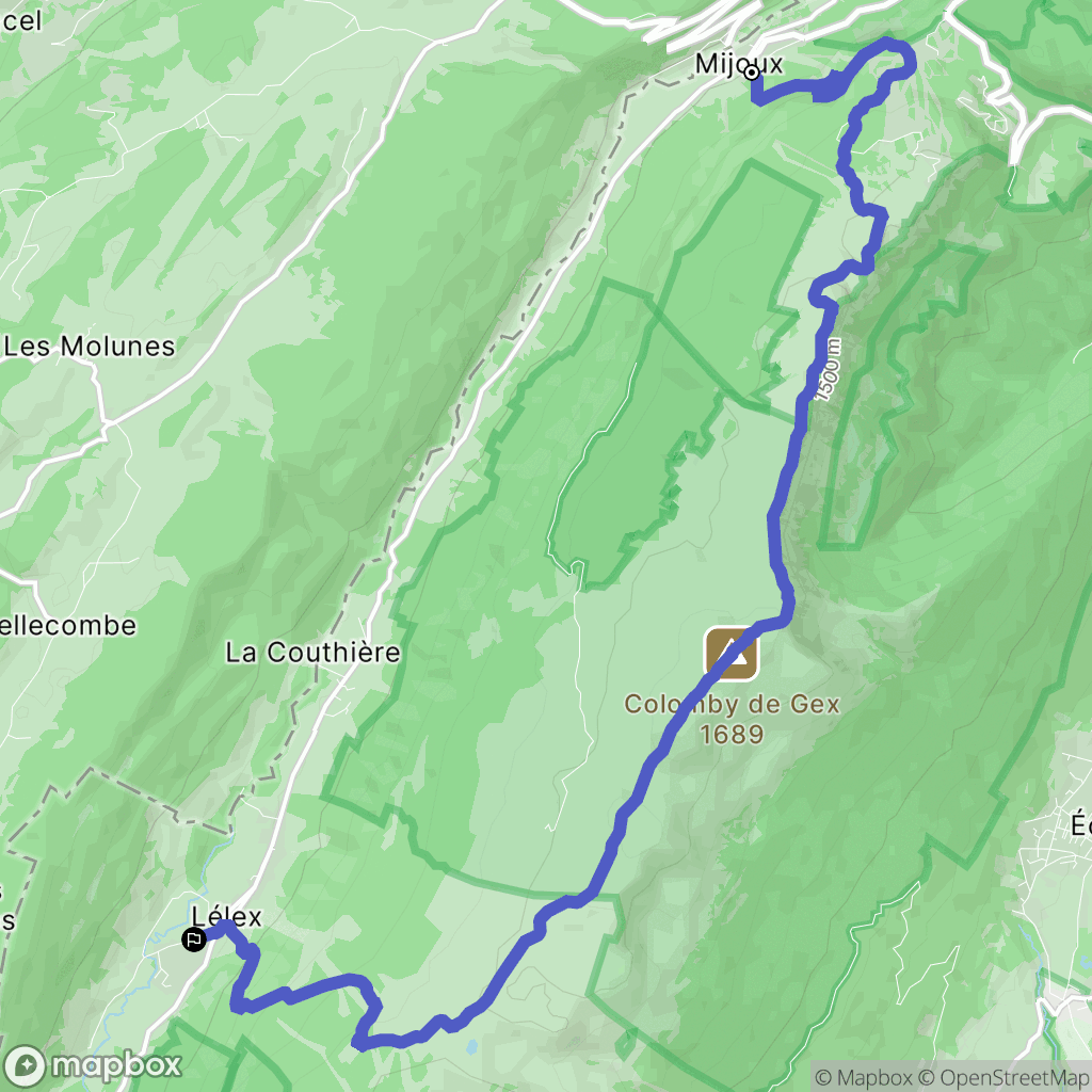 Mijoux : carte du parcours de randonnée - France