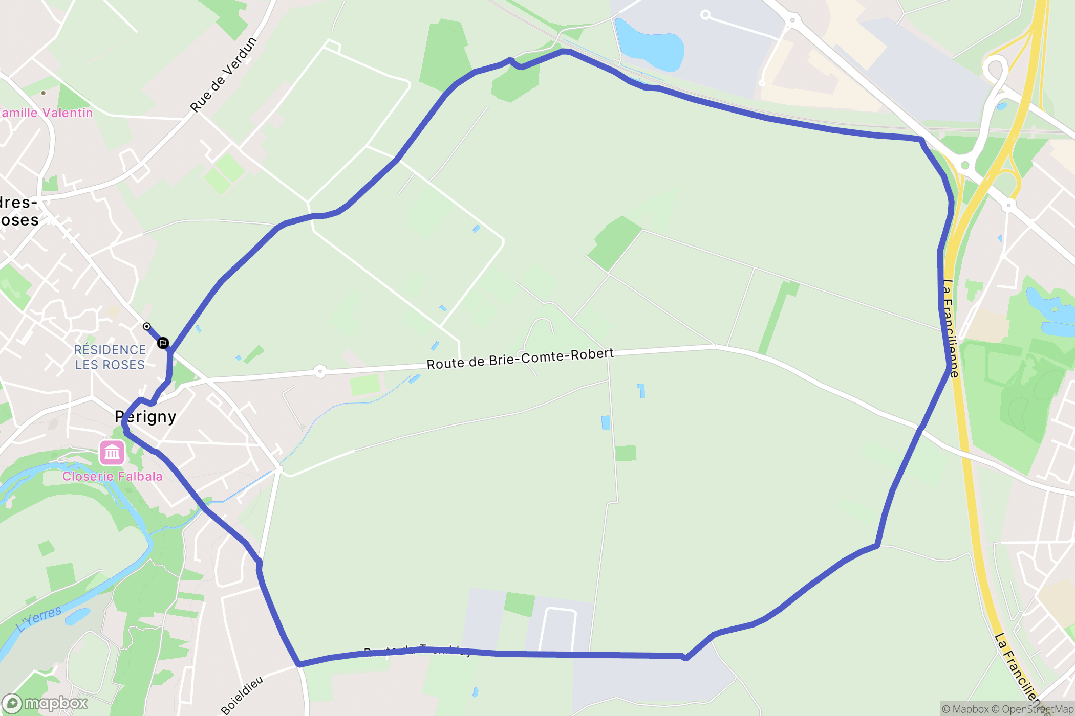 Périgny : carte du parcours de randonnée - France