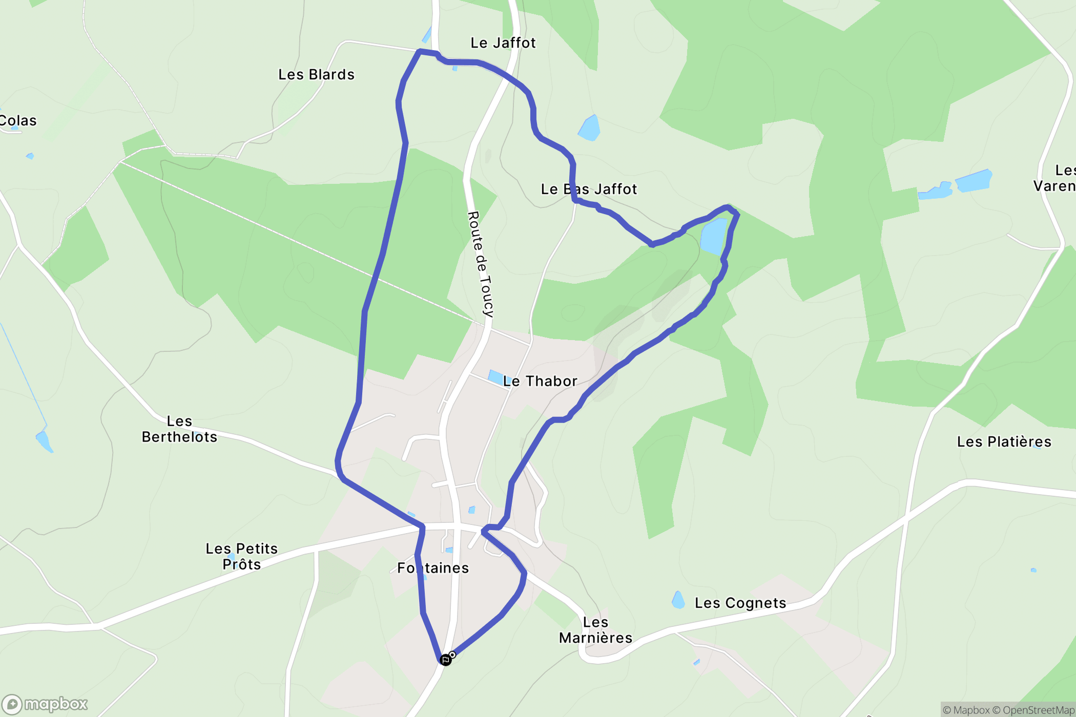 Fontaines : carte du parcours de randonnée - France