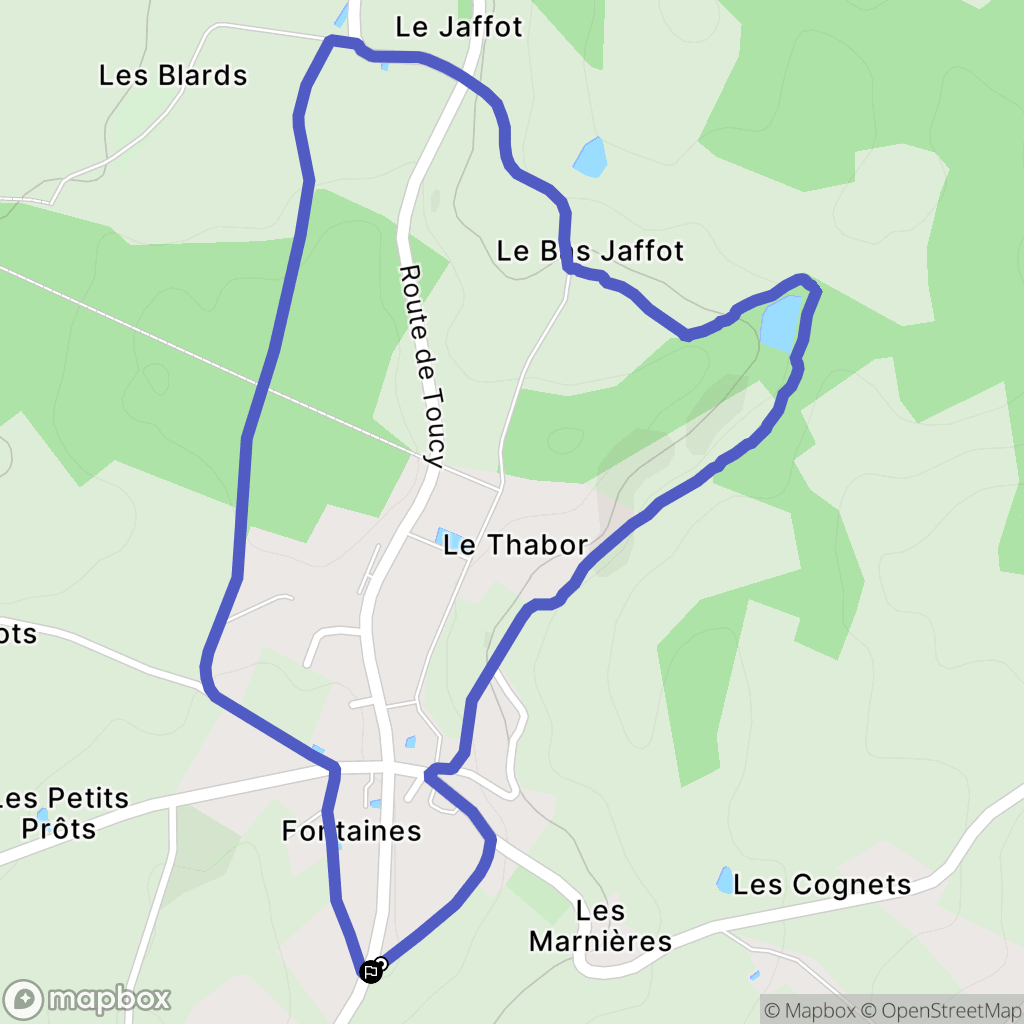 Fontaines : carte du parcours de randonnée - France