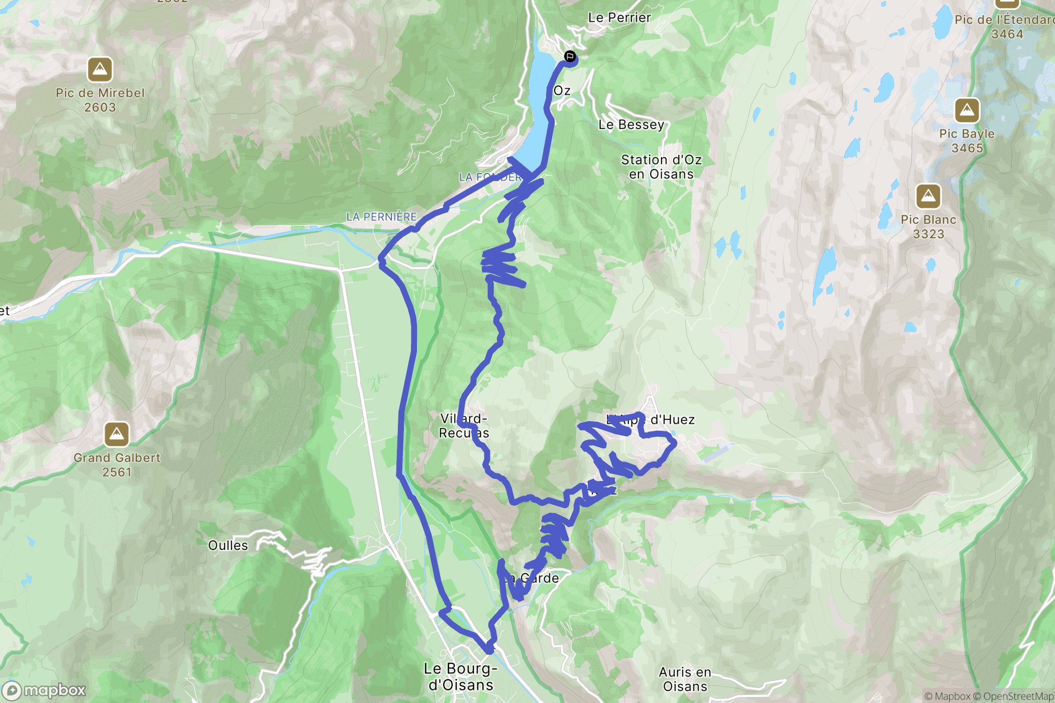 Vaujany : carte du parcours de randonnée - France