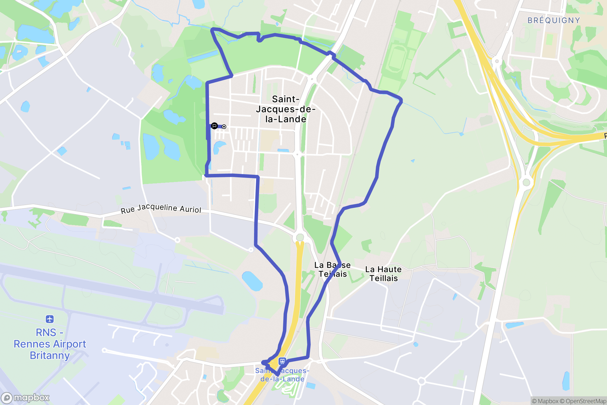 Saint-Jacques-de-la-Lande : carte du parcours de randonnée - France