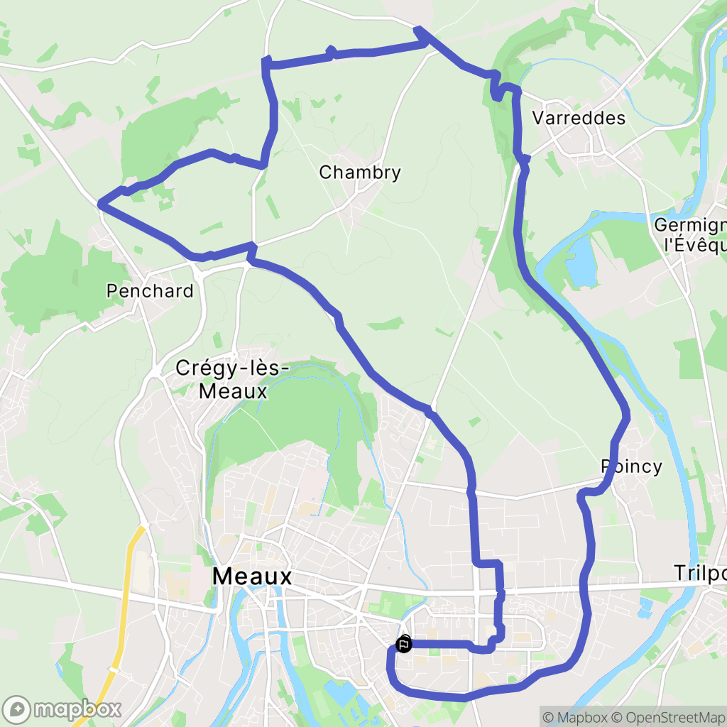 Meaux : carte du parcours de randonnée - France