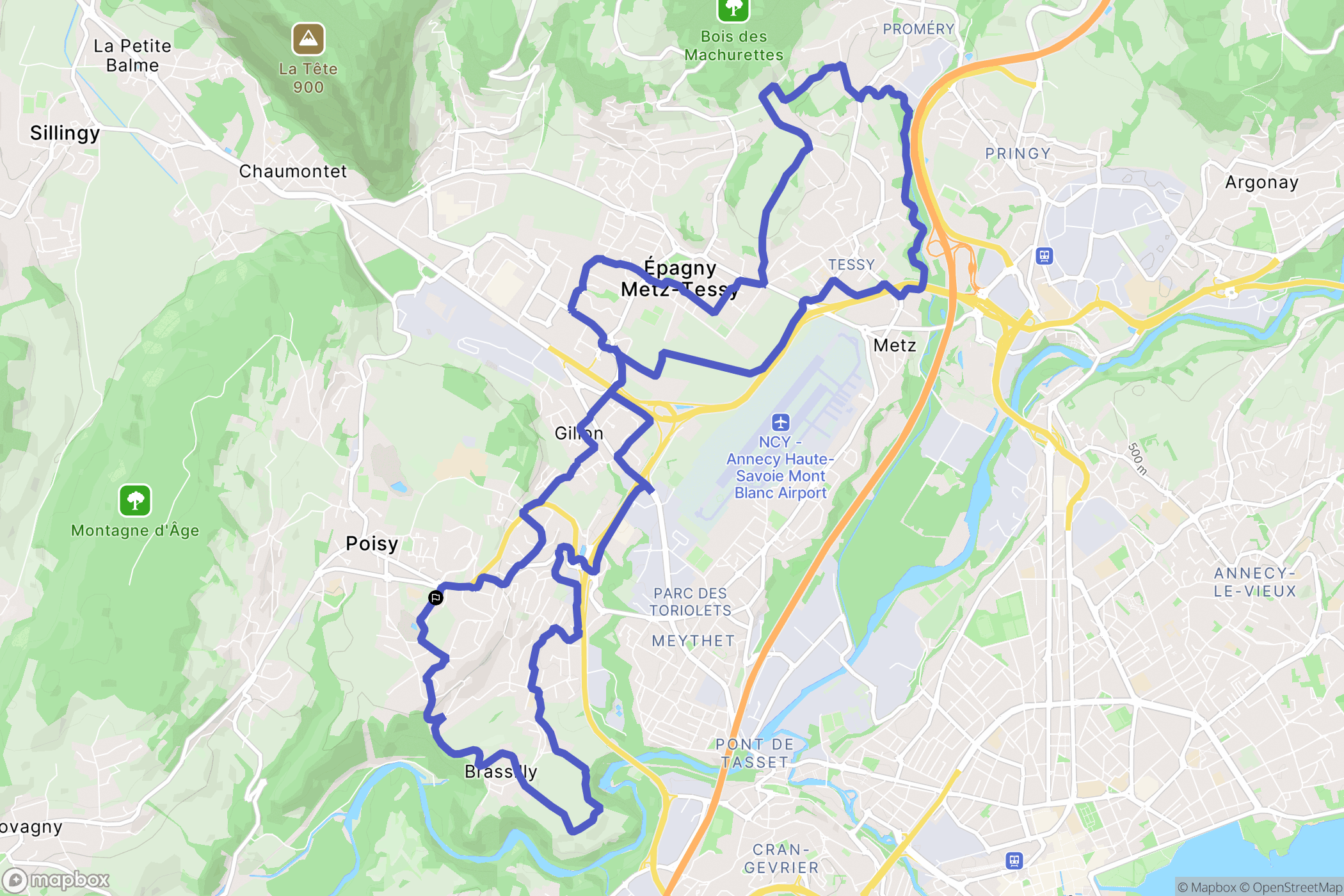 Poisy : carte du parcours de randonnée - France