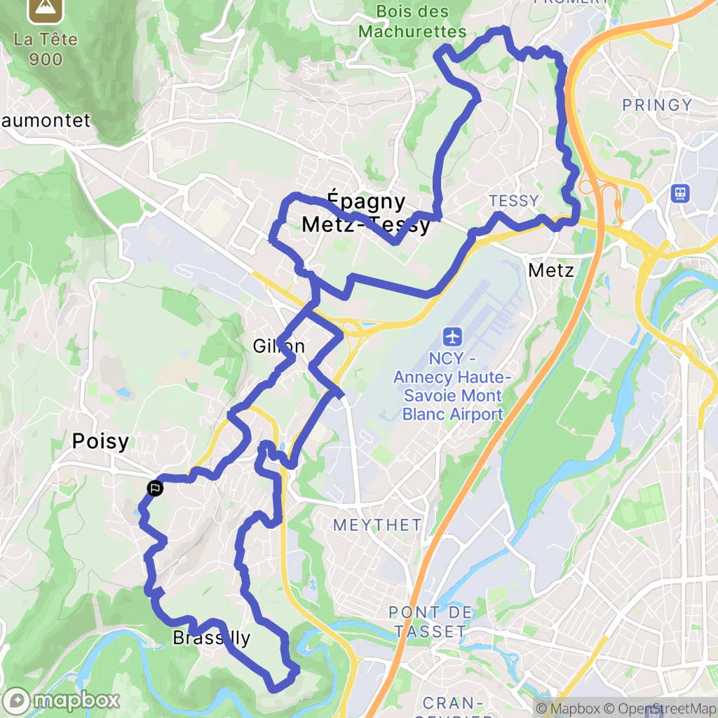Poisy : carte du parcours de randonnée - France