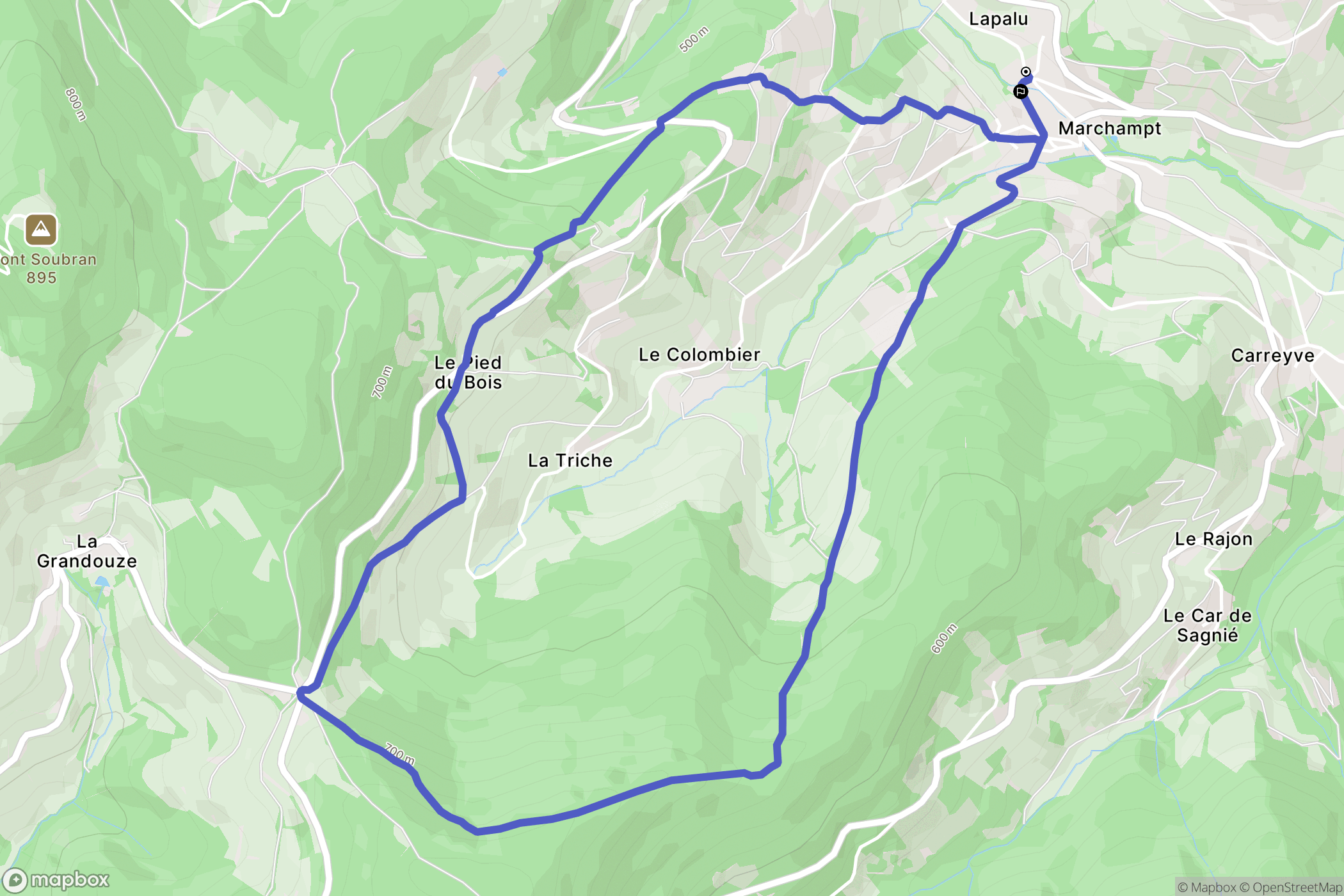 Marchampt : carte du parcours de randonnée - France
