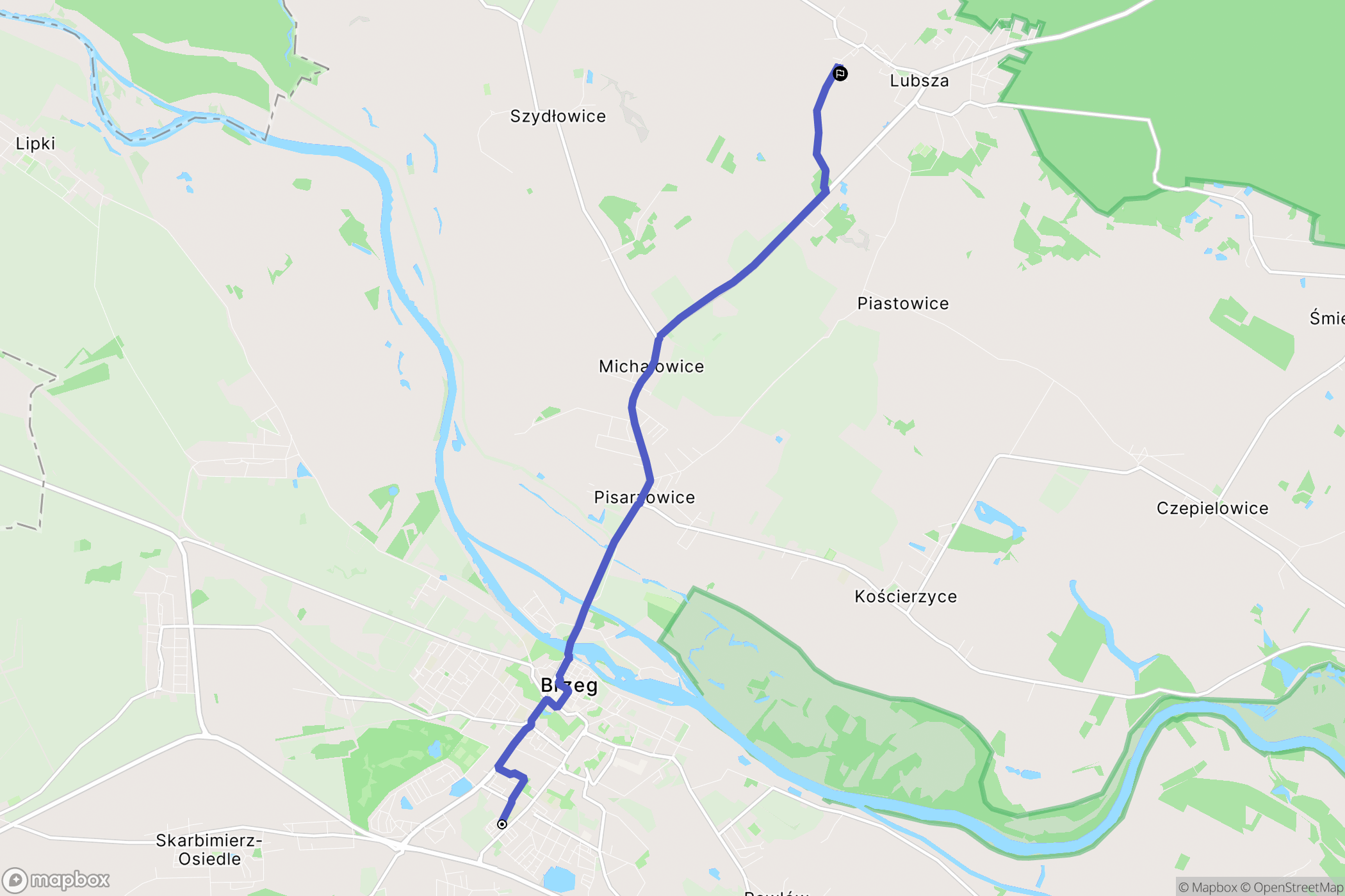 Brzeg: mapa trasy - Poland