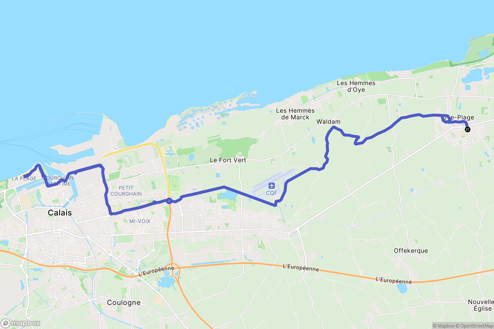 Oye-Plage : carte du parcours de randonnée - France