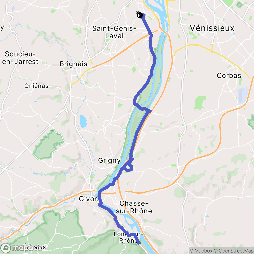 Oullins-Pierre-Bénite : carte du parcours de randonnée - France