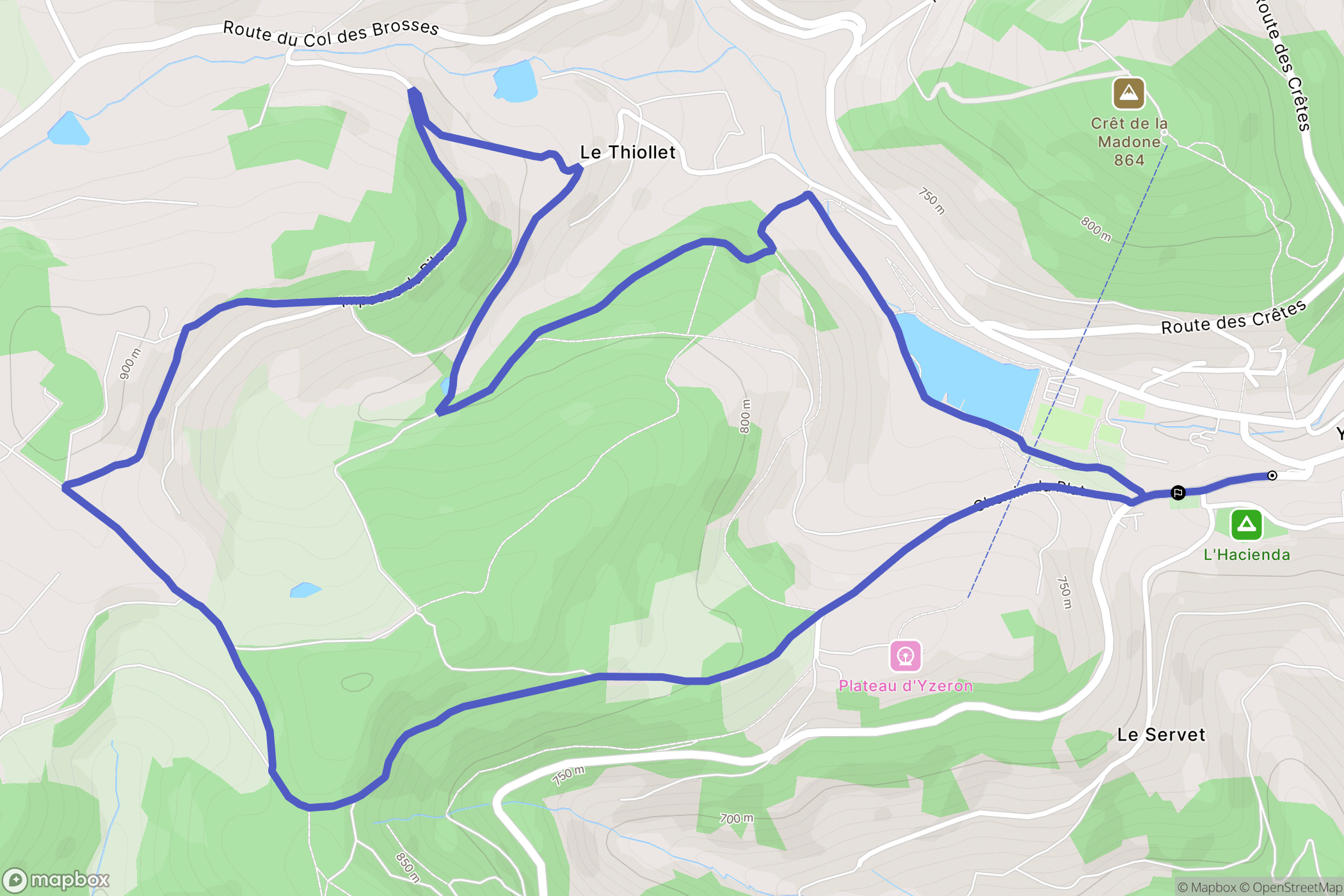 Yzeron : carte du parcours de randonnée - France