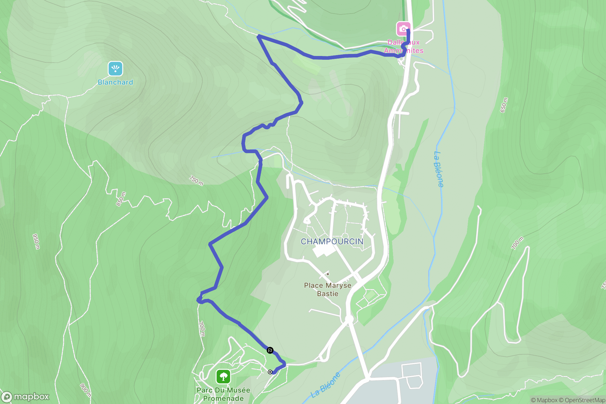 Digne-les-Bains : carte du parcours de randonnée - France