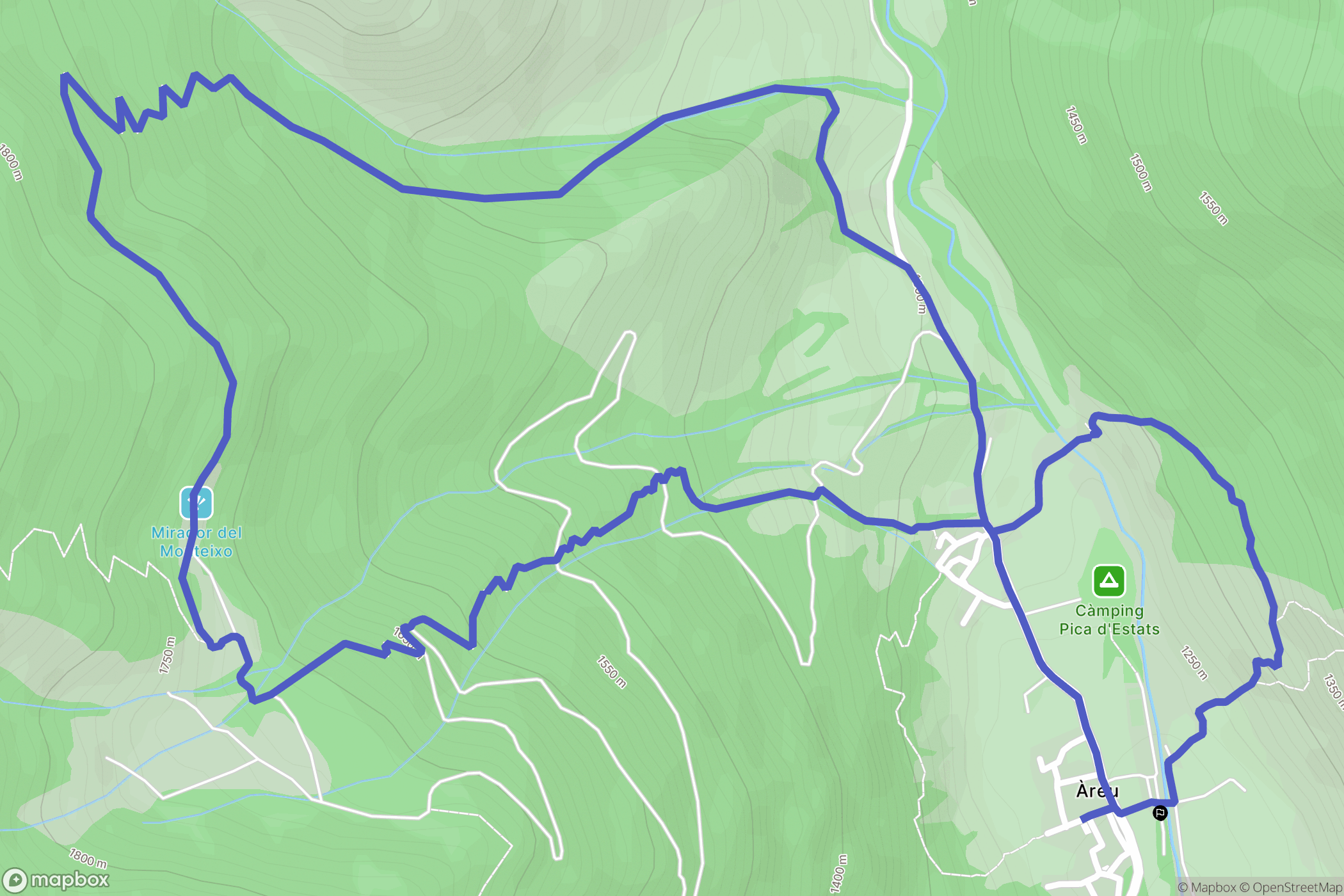 Àreu : carte du parcours de randonnée - Spain