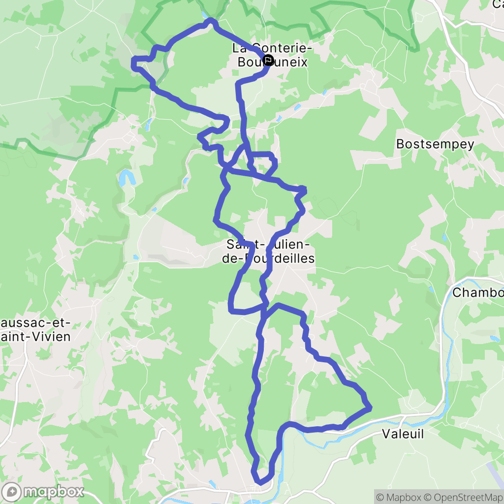 Brantôme en Périgord : carte du parcours de randonnée - France