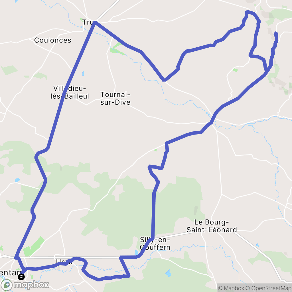 Argentan : carte du parcours de randonnée - France