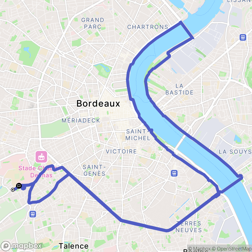 Bordeaux : carte du parcours de randonnée - France