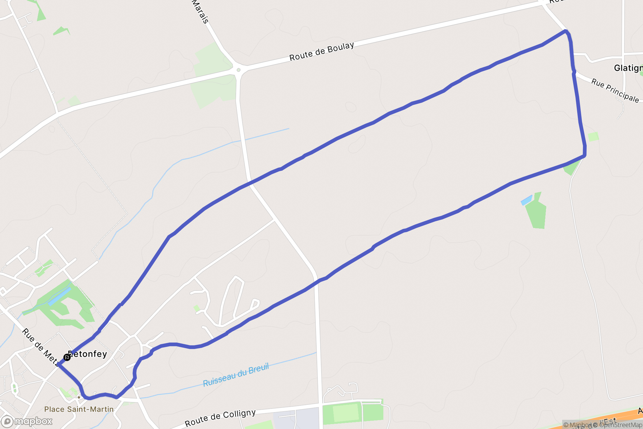 Retonfey : carte du parcours de randonnée - France