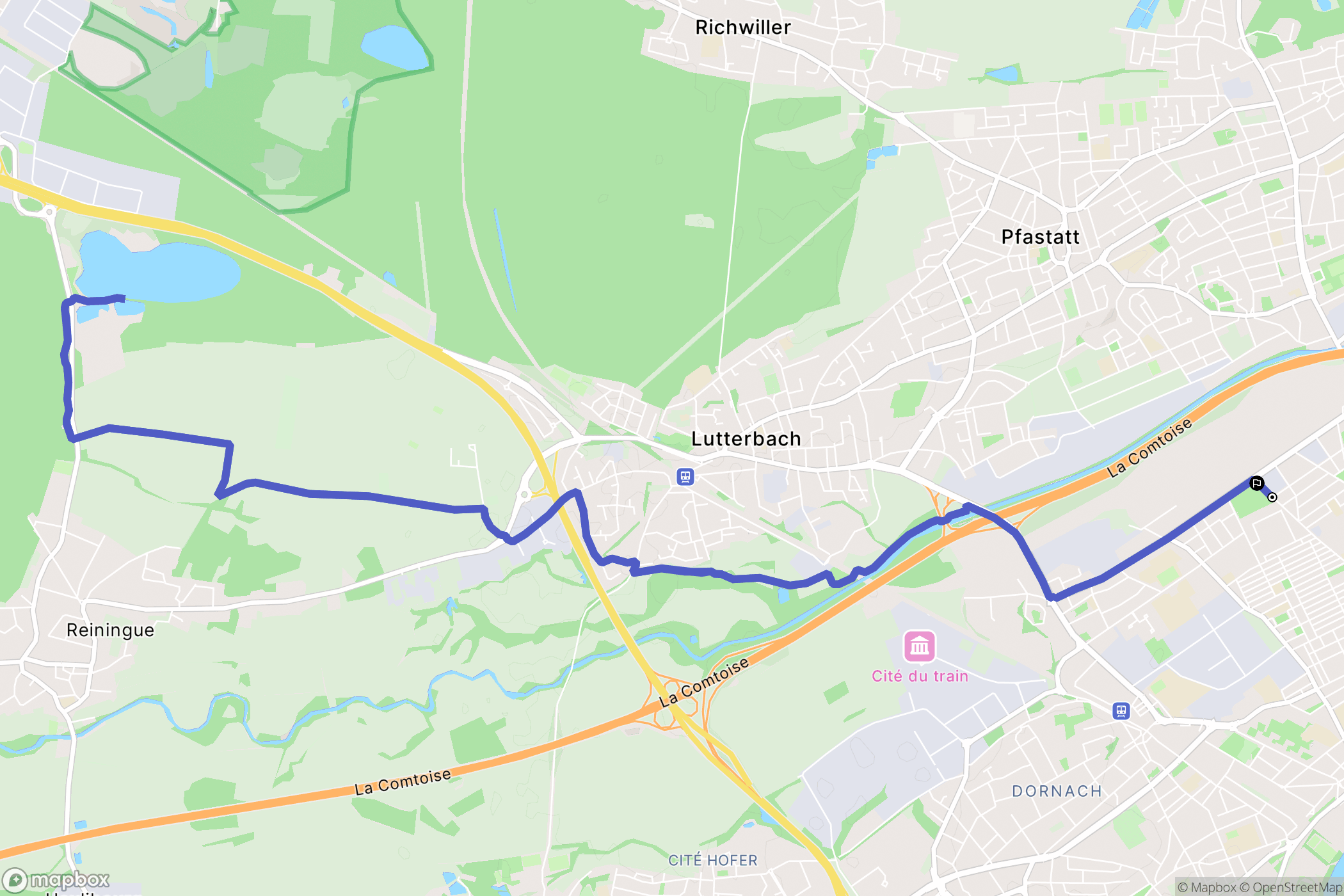 Mulhouse : carte du parcours de randonnée - France