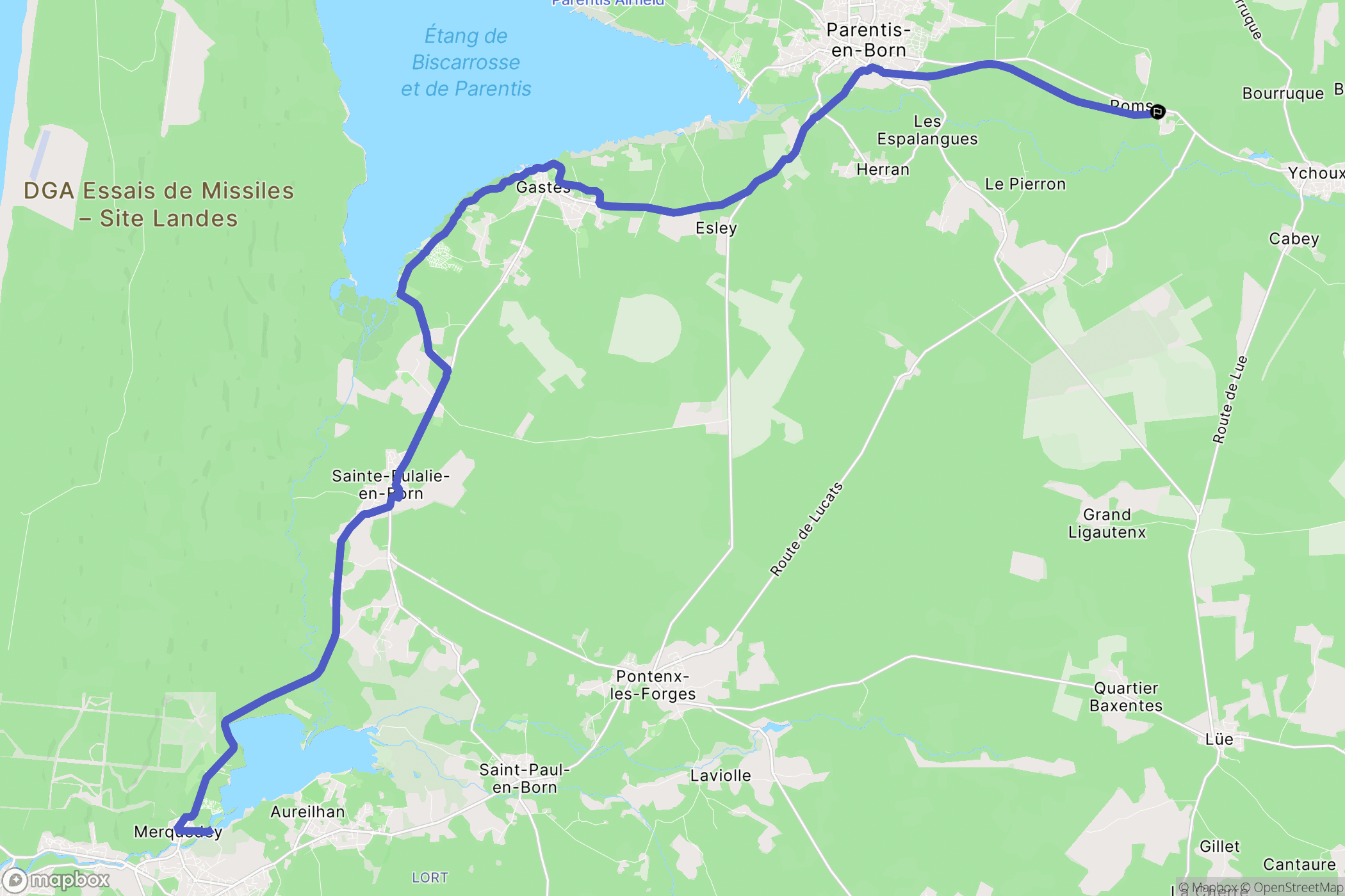 Parentis-en-Born : carte du parcours de randonnée - France