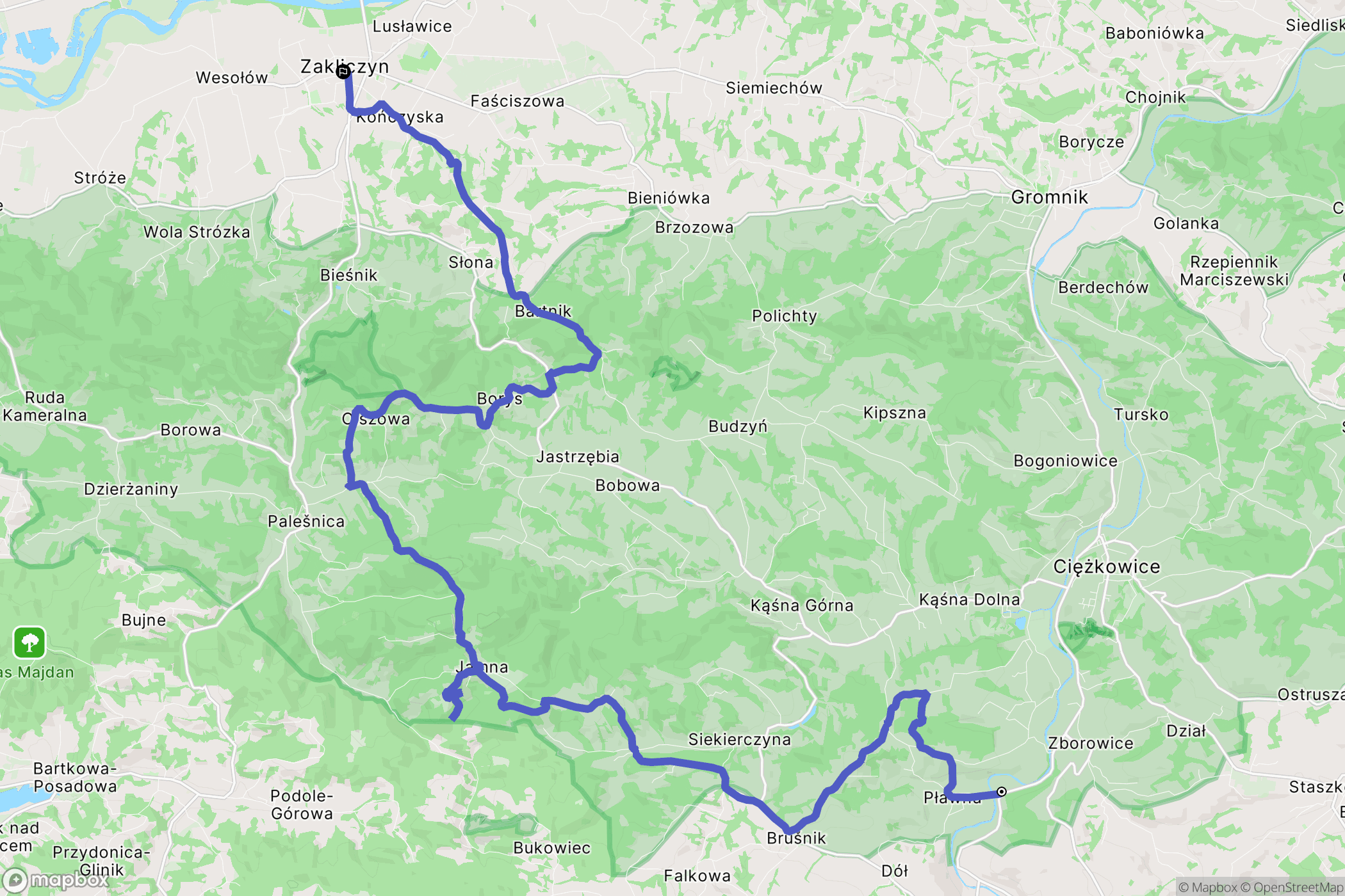 Pławna: mapa trasy - Poland