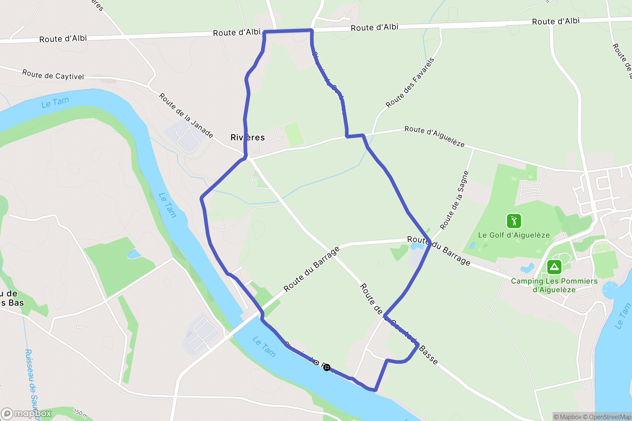 Rivières : carte du parcours de randonnée - France