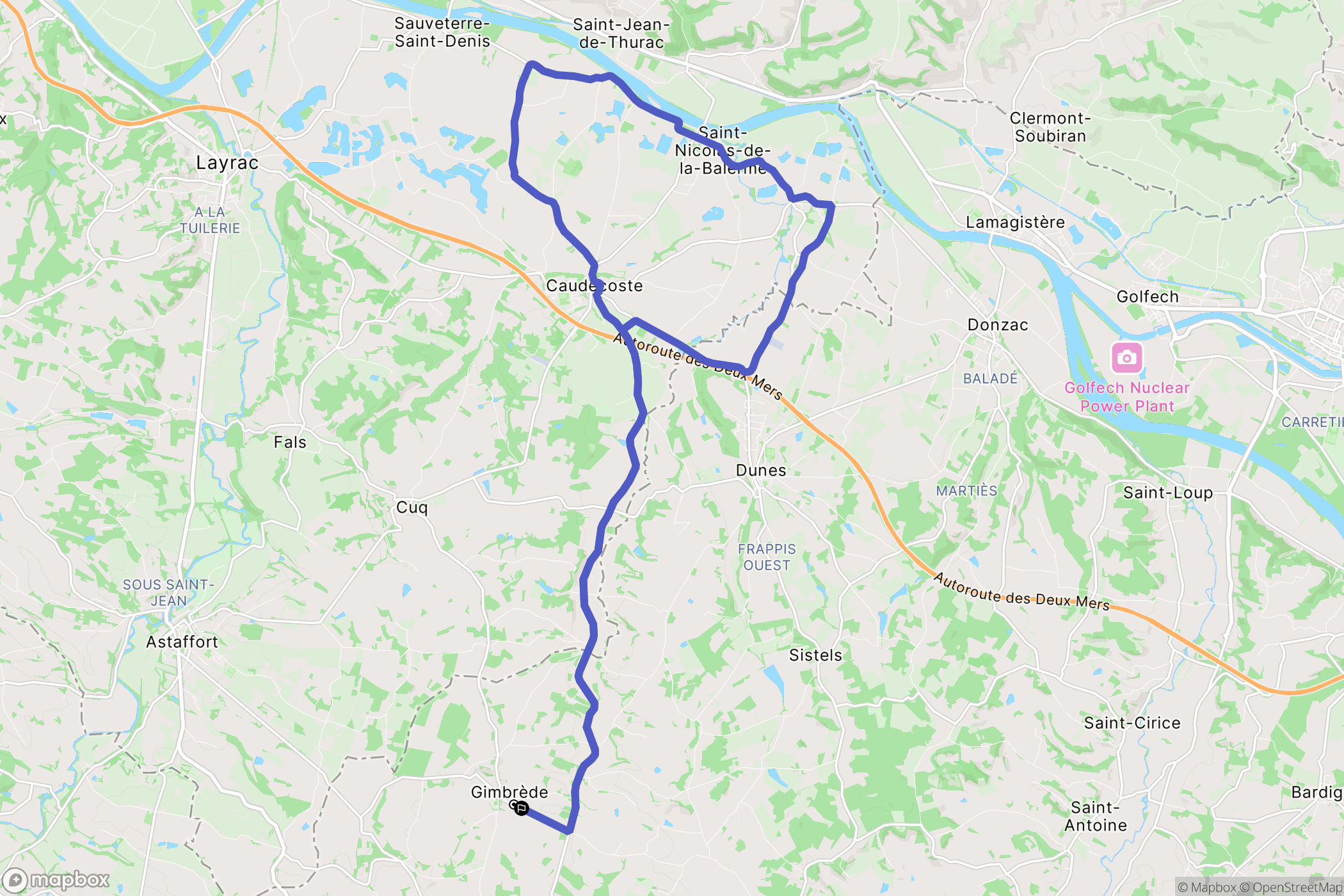 Gimbrède : carte du parcours de randonnée - France